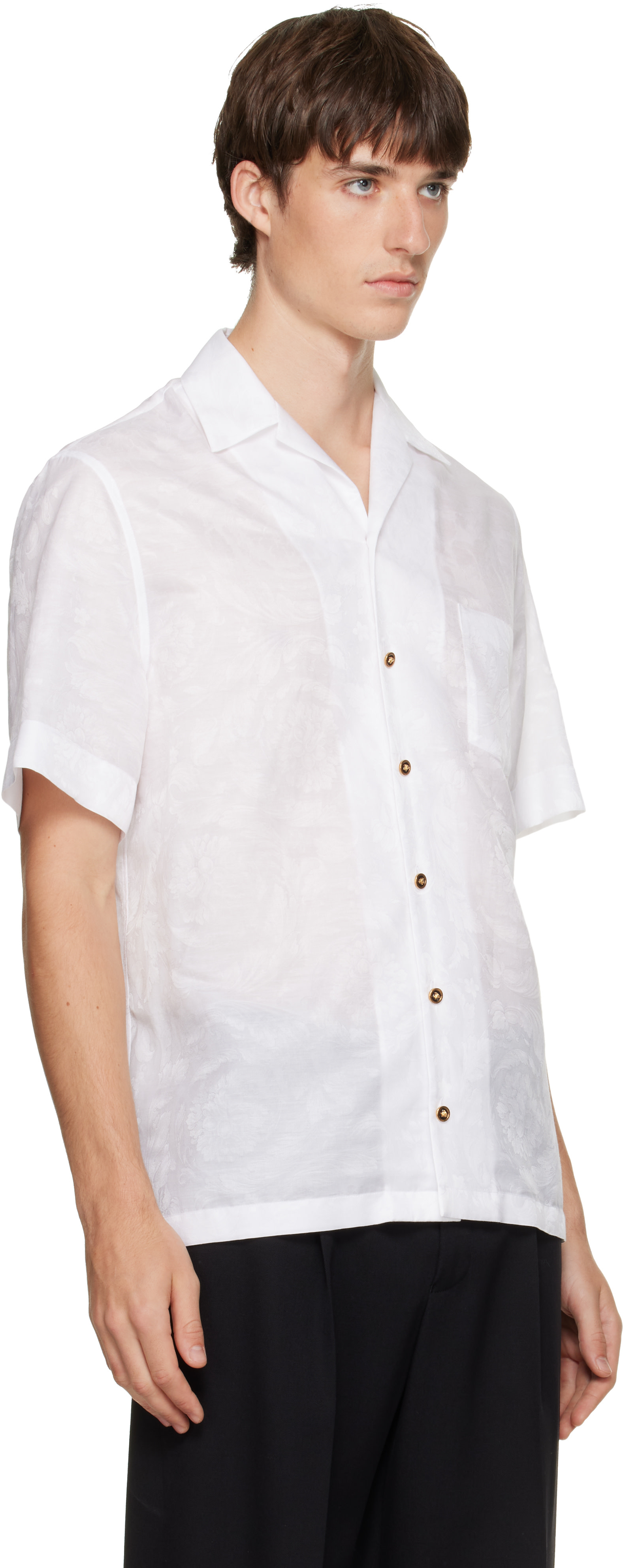 Versace - White Jacquard Silk-Blend Shirt