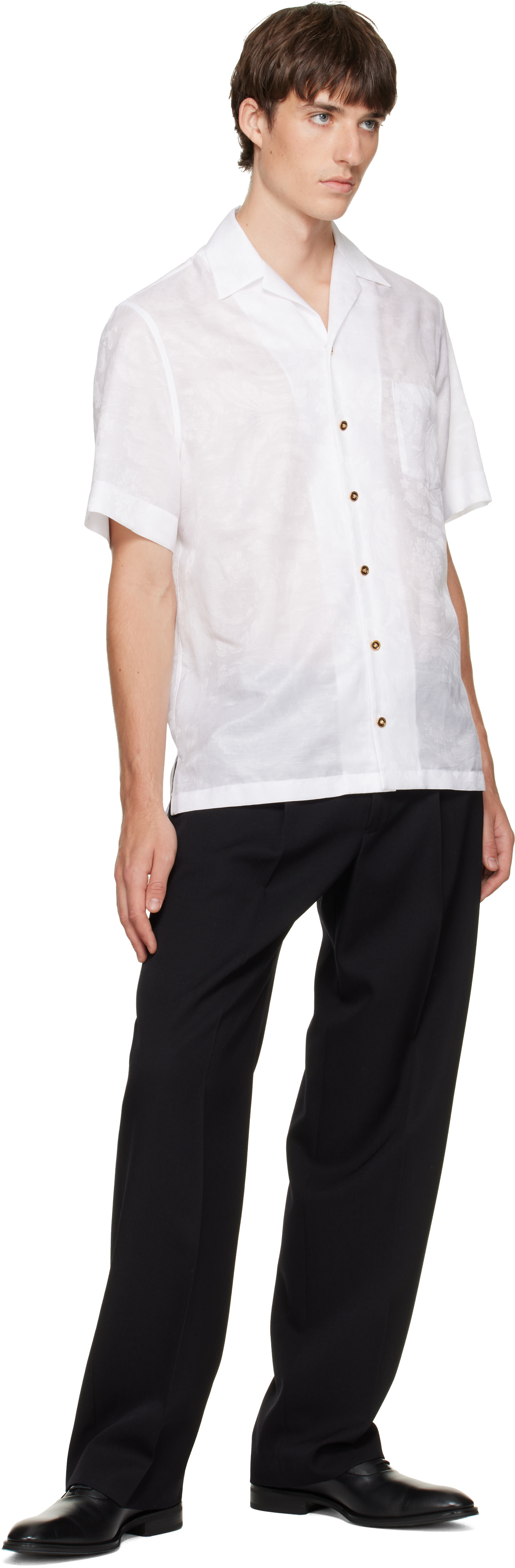 Versace - White Jacquard Silk-Blend Shirt