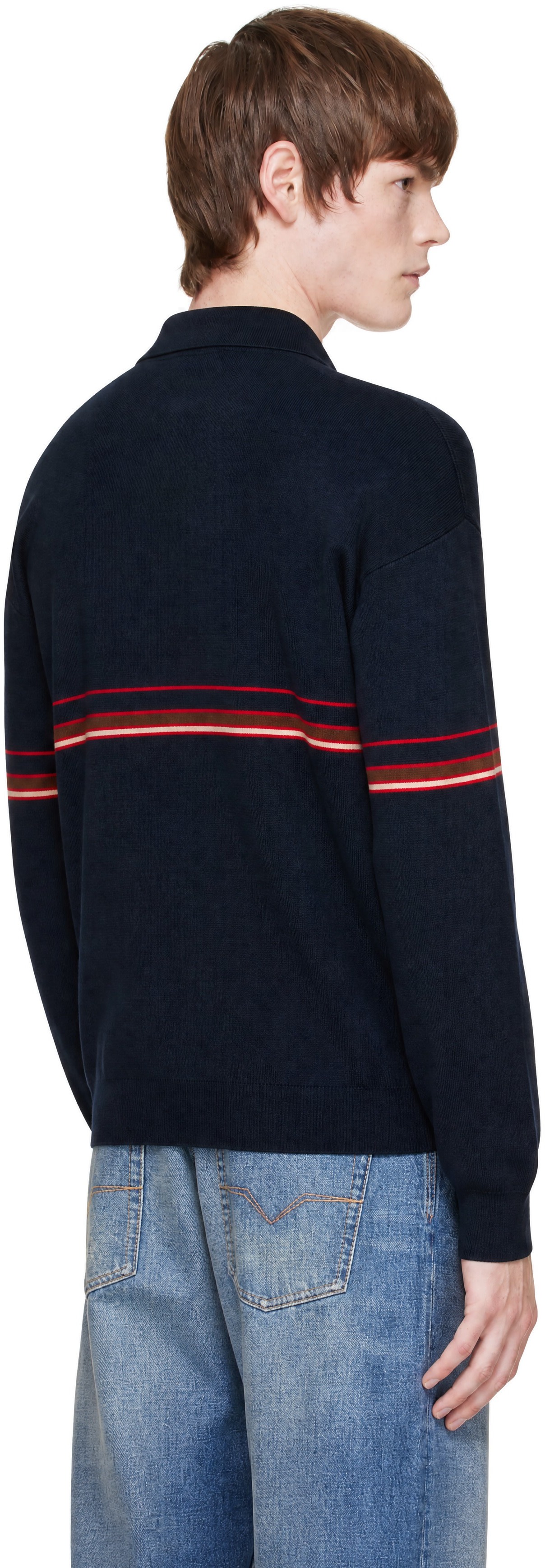 Versace - Navy Knit Athleisure Polo