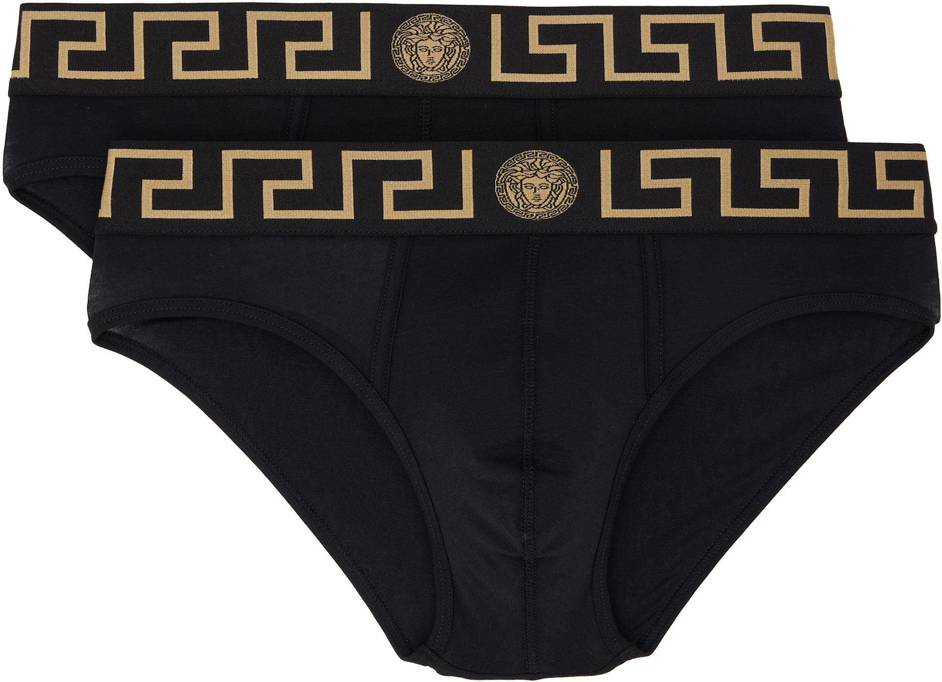 Versace - Ensemble de deux slips noirs en jersey de coton
