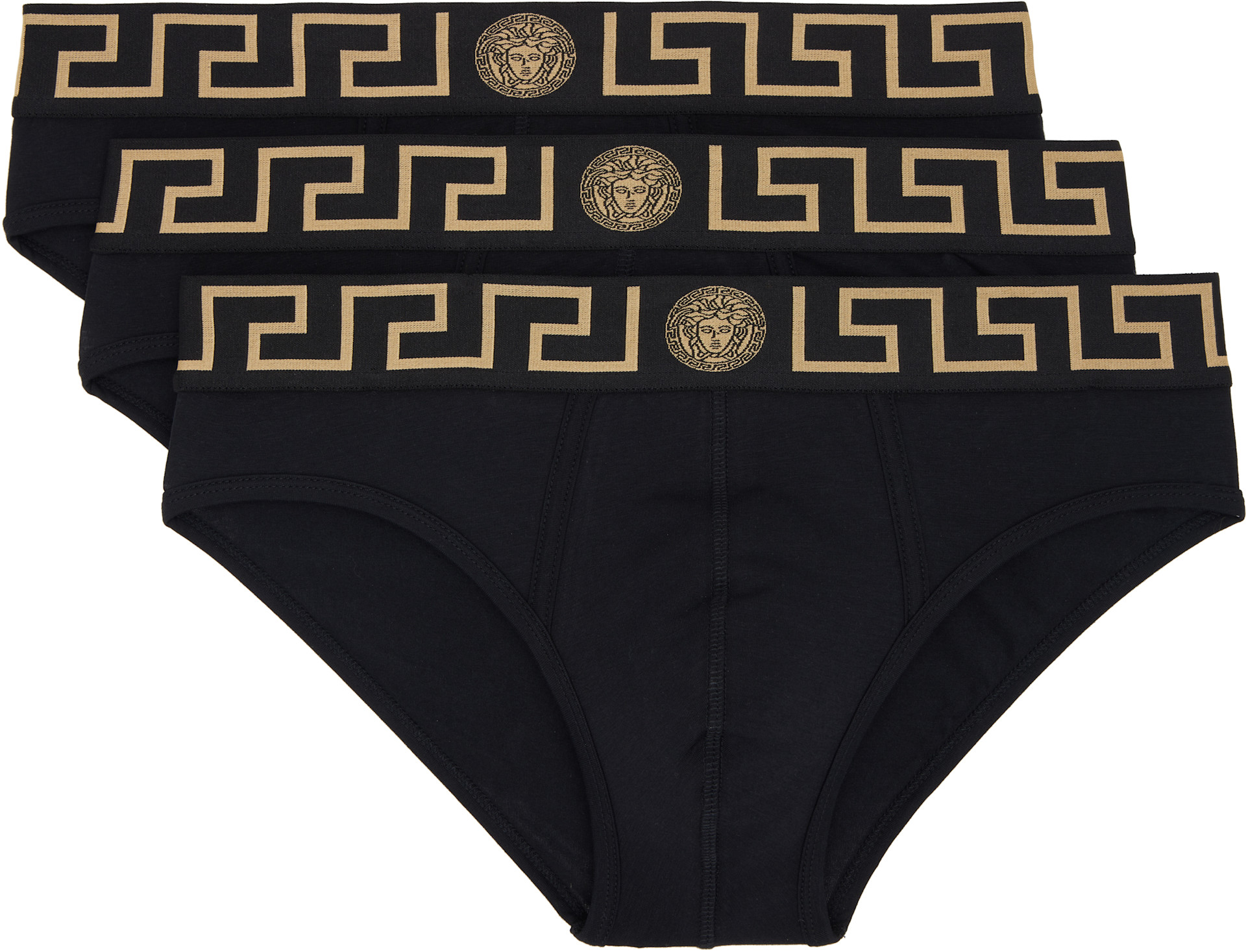Versace - Ensemble de trois slips noirs en jersey