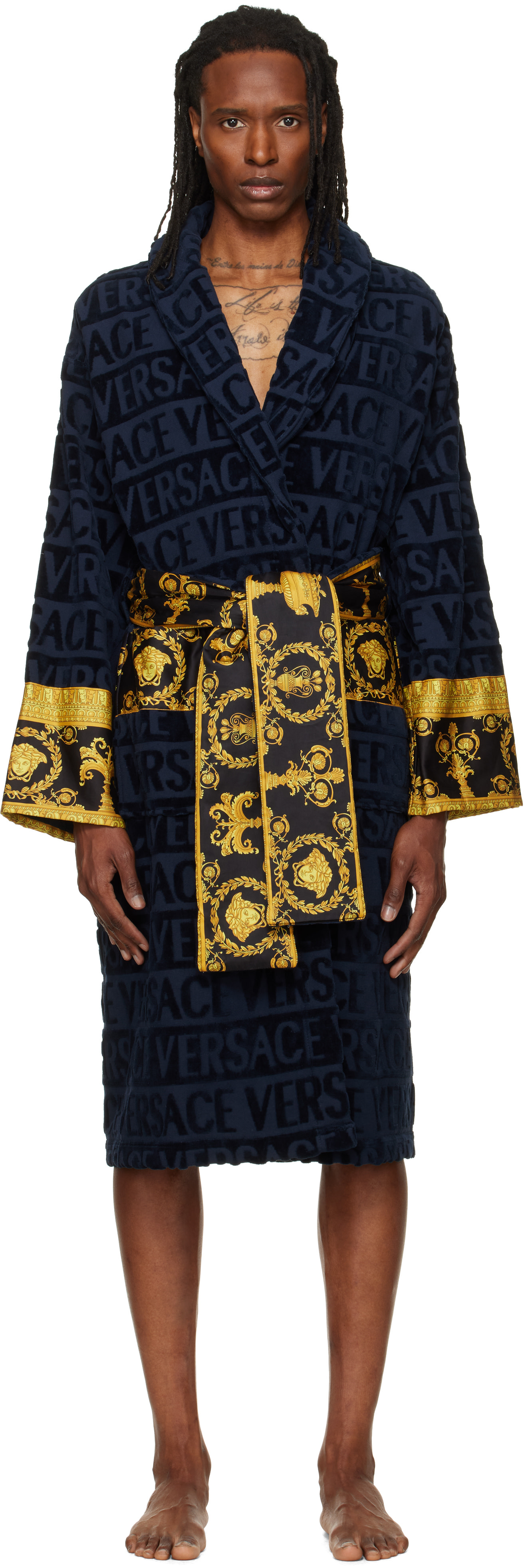 Versace - Navy 'I Heart Baroque' Bathrobe