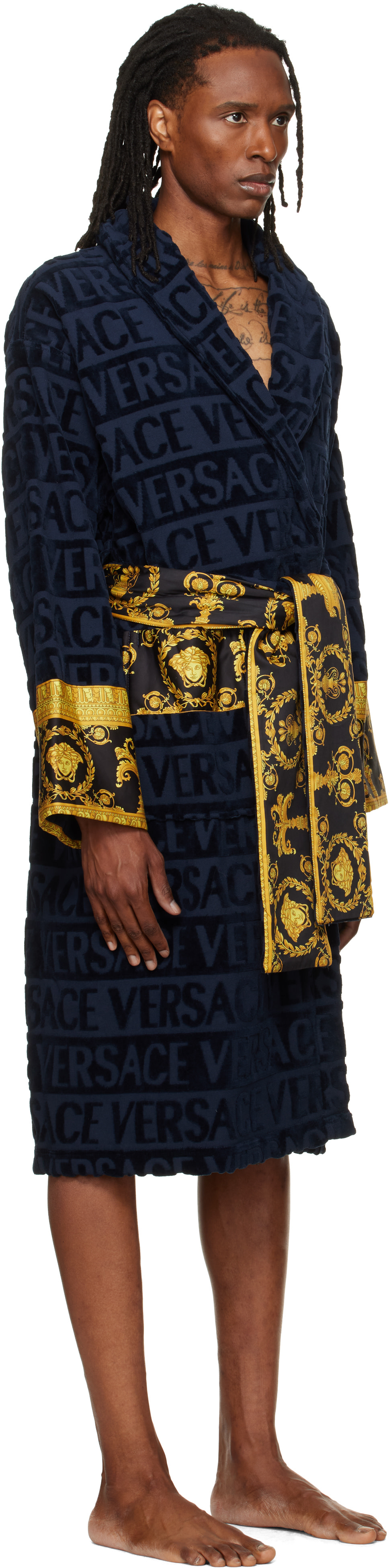 Versace - Navy 'I Heart Baroque' Bathrobe