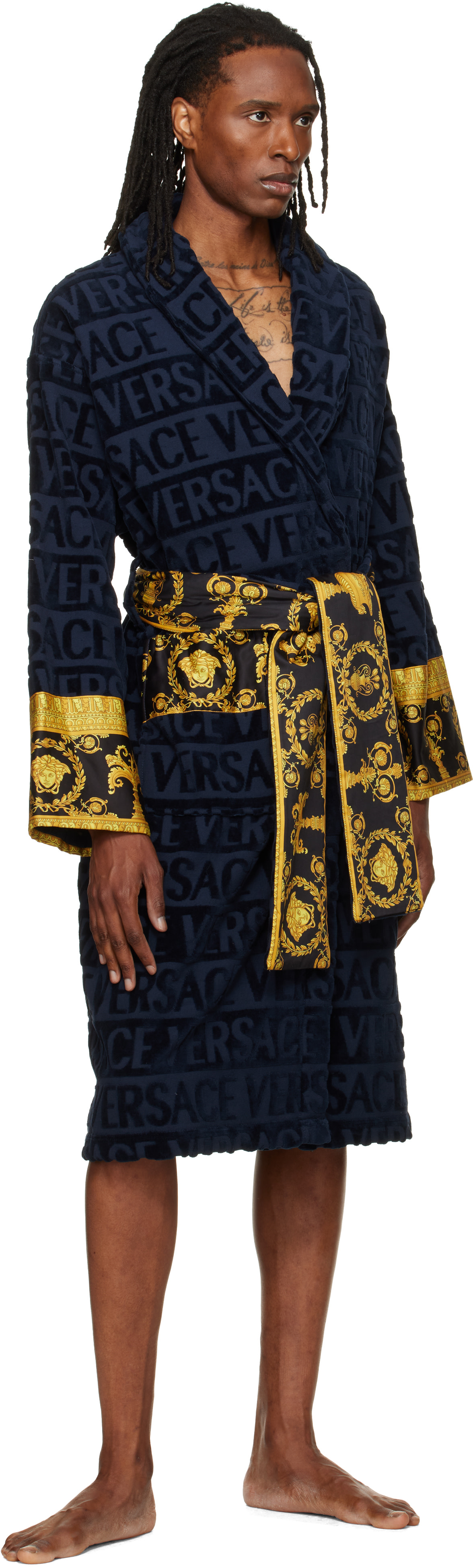 Versace - Navy 'I Heart Baroque' Bathrobe