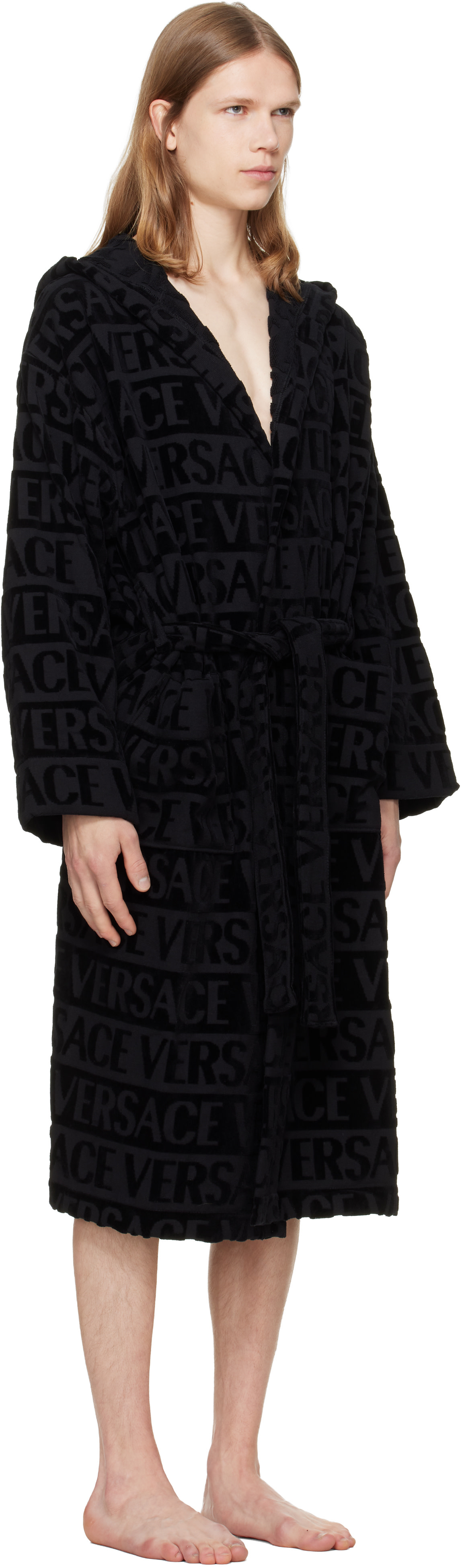 Versace - ブラック 'Versace Allover' バスローブ