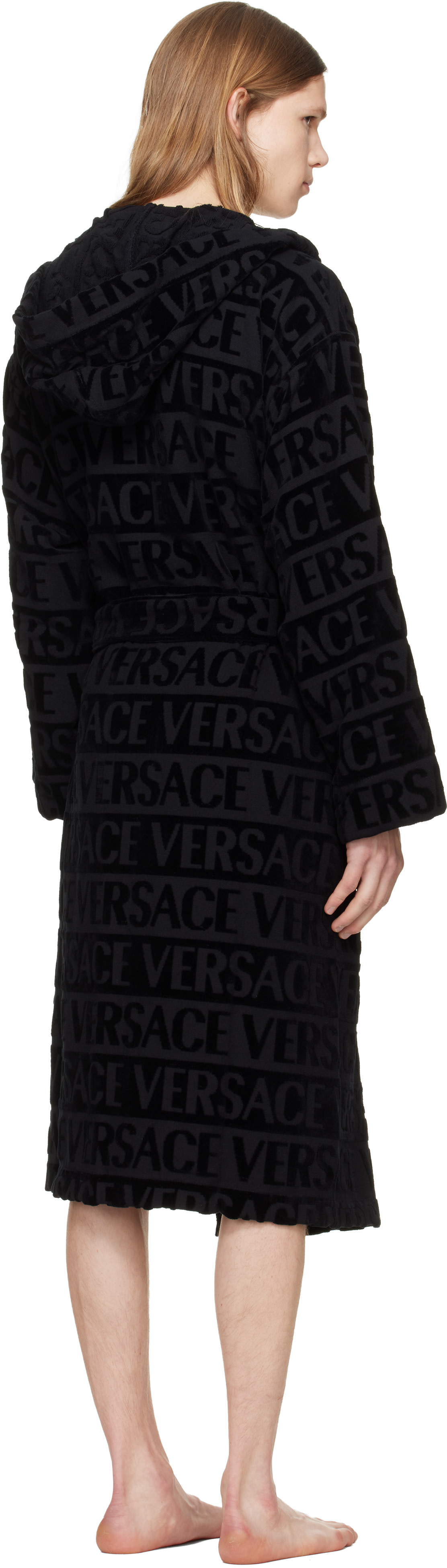 Versace - ブラック 'Versace Allover' バスローブ