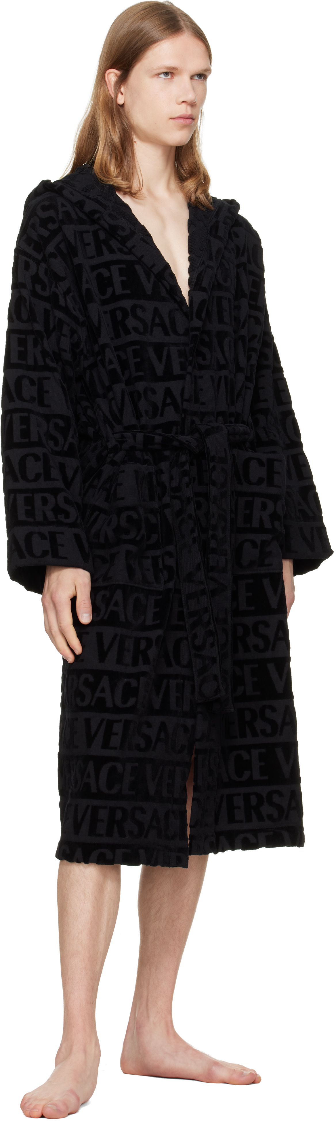 Versace - ブラック 'Versace Allover' バスローブ
