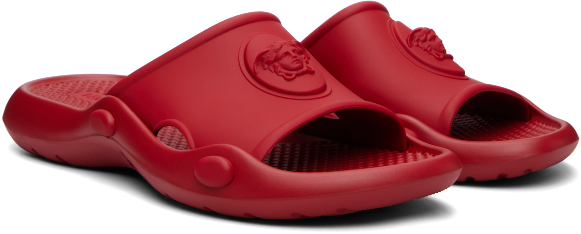 Versace - Red Nettuno Rubber Slides
