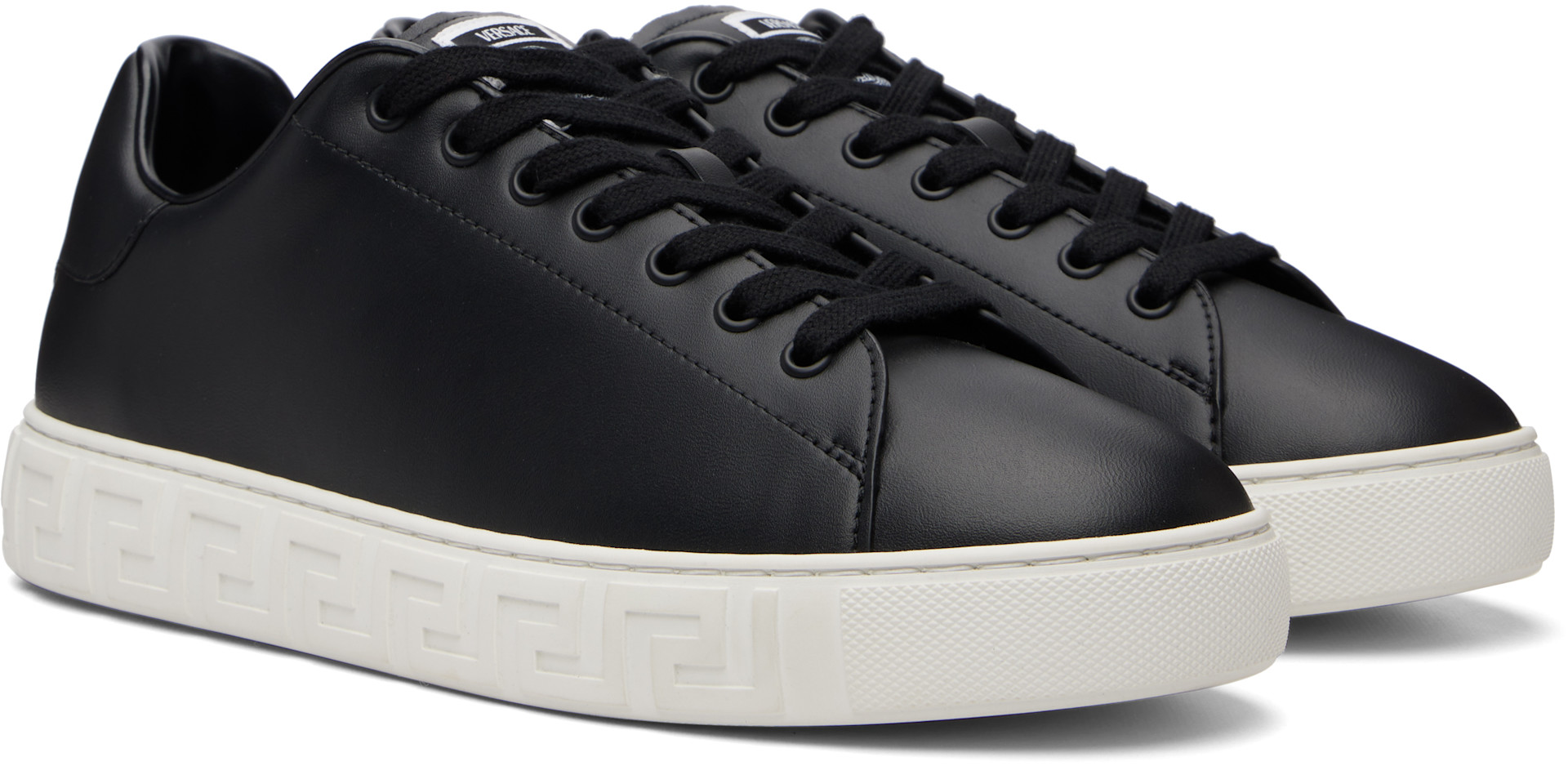 Versace - Baskets noires en nylon à motif Greca