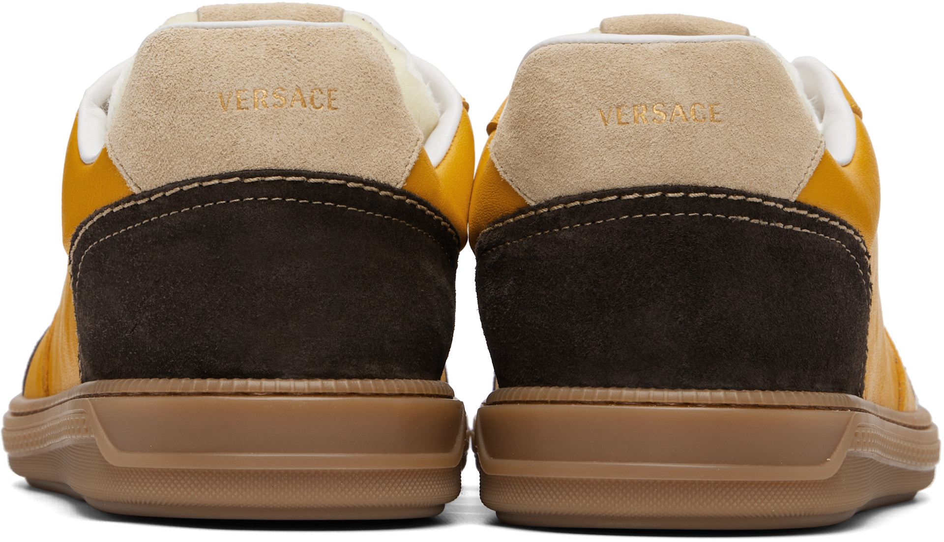 Versace - Yellow Greca Court Nappa & Suede Sneakers