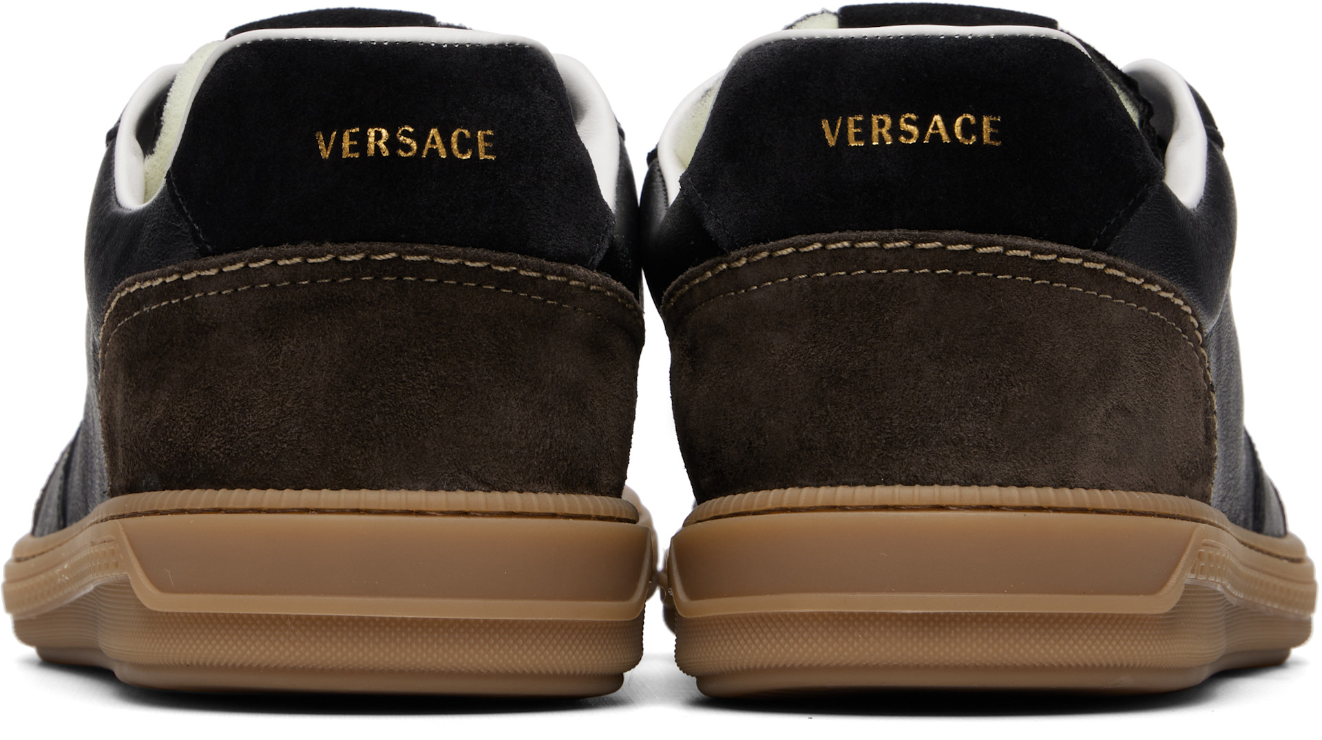 Versace - Black & Brown Greca Court Nappa & Suede Sneakers