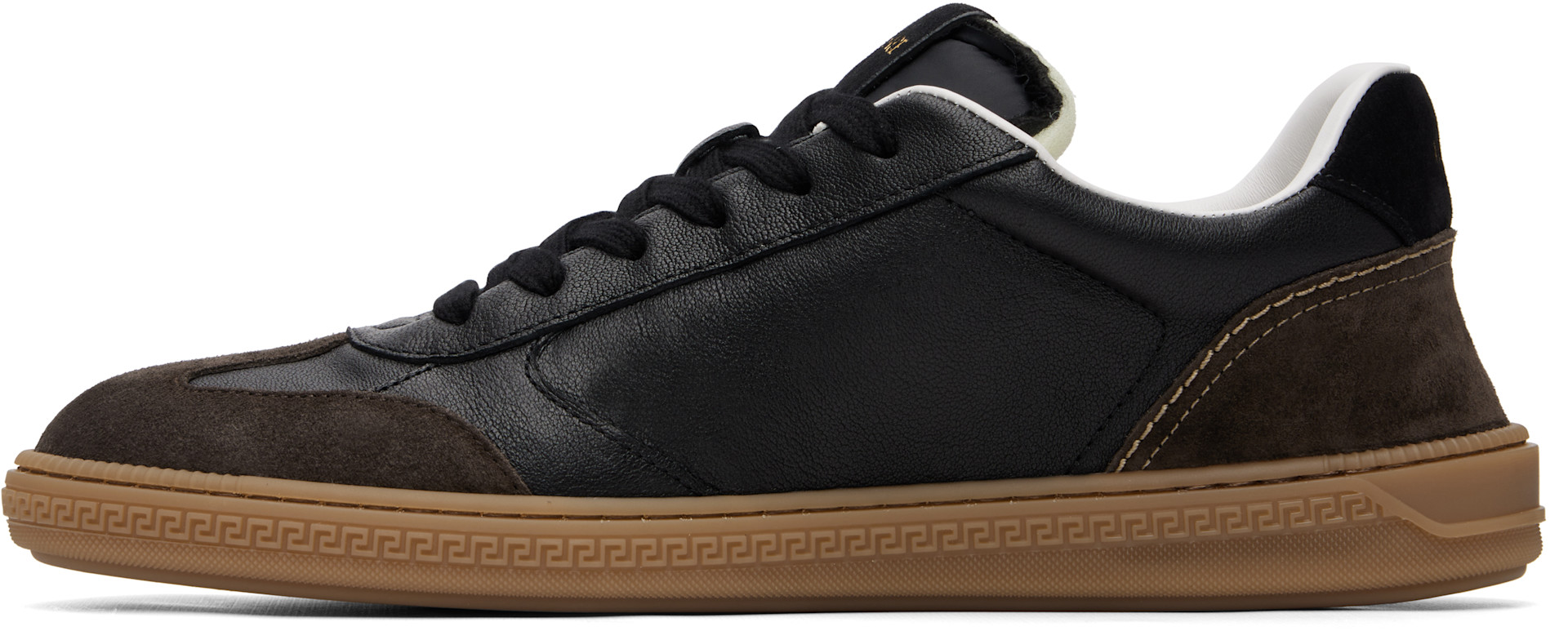 Versace - Black & Brown Greca Court Nappa & Suede Sneakers