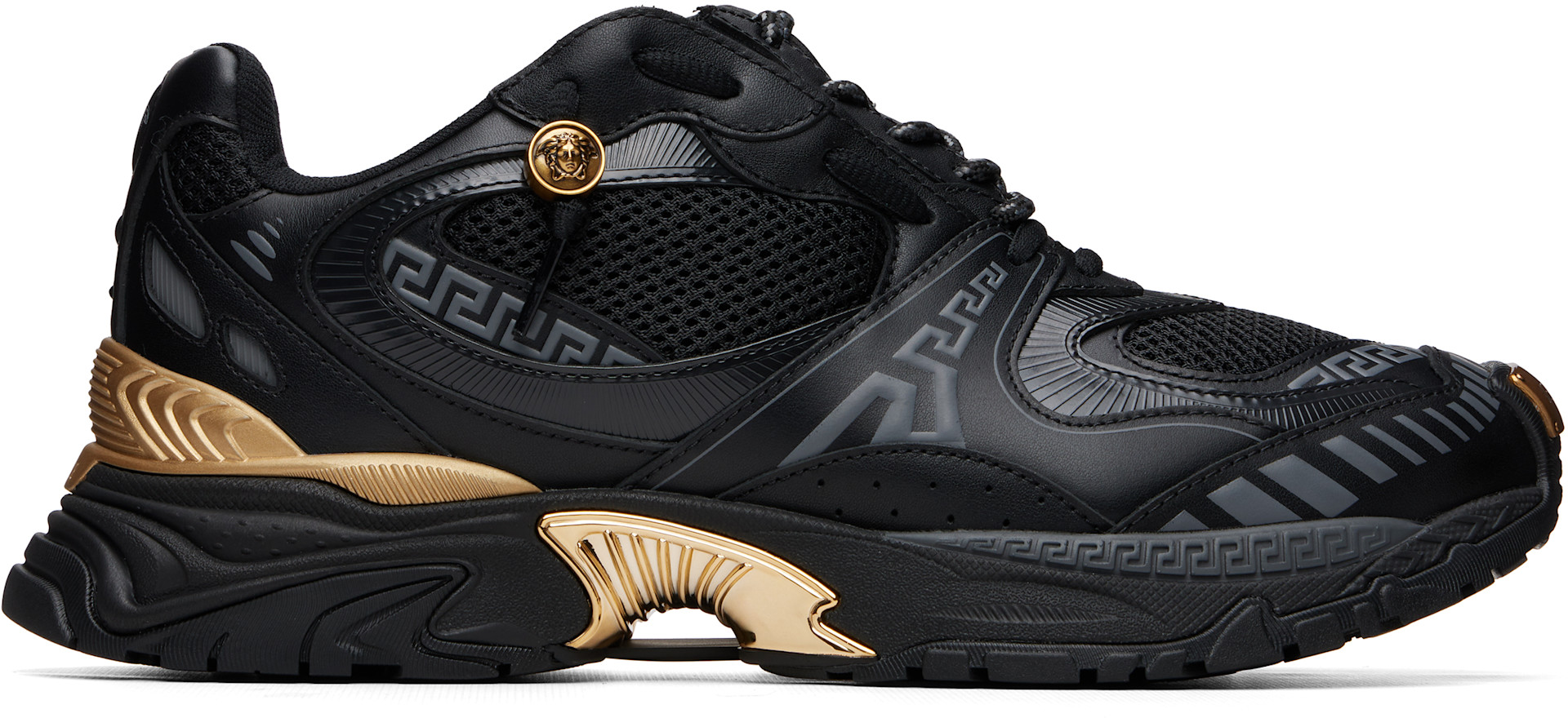 Versace - Baskets Icaro noir et doré en cuir