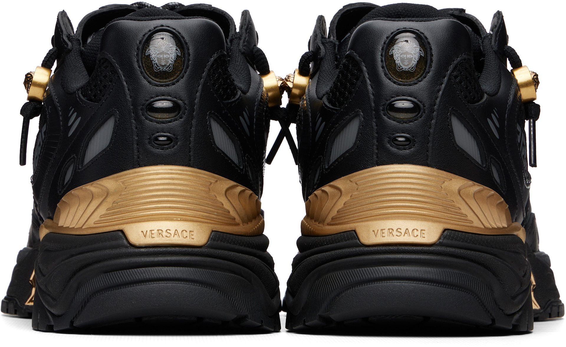 Versace - Baskets Icaro noir et doré en cuir
