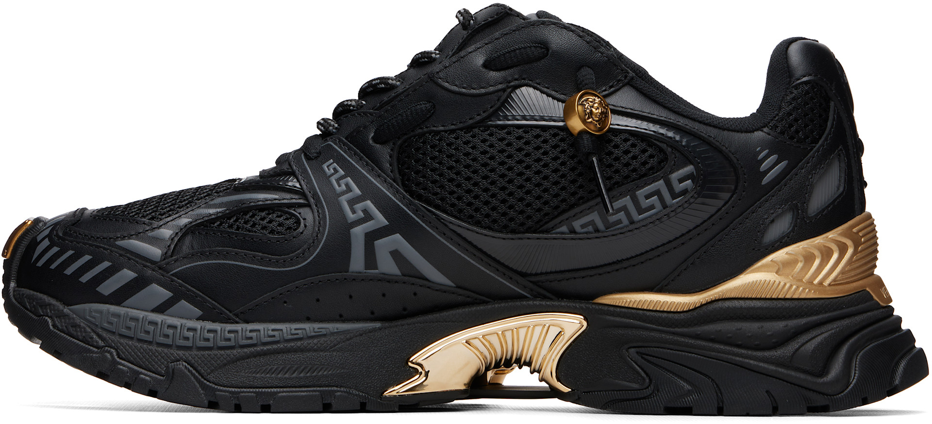 Versace - Baskets Icaro noir et doré en cuir