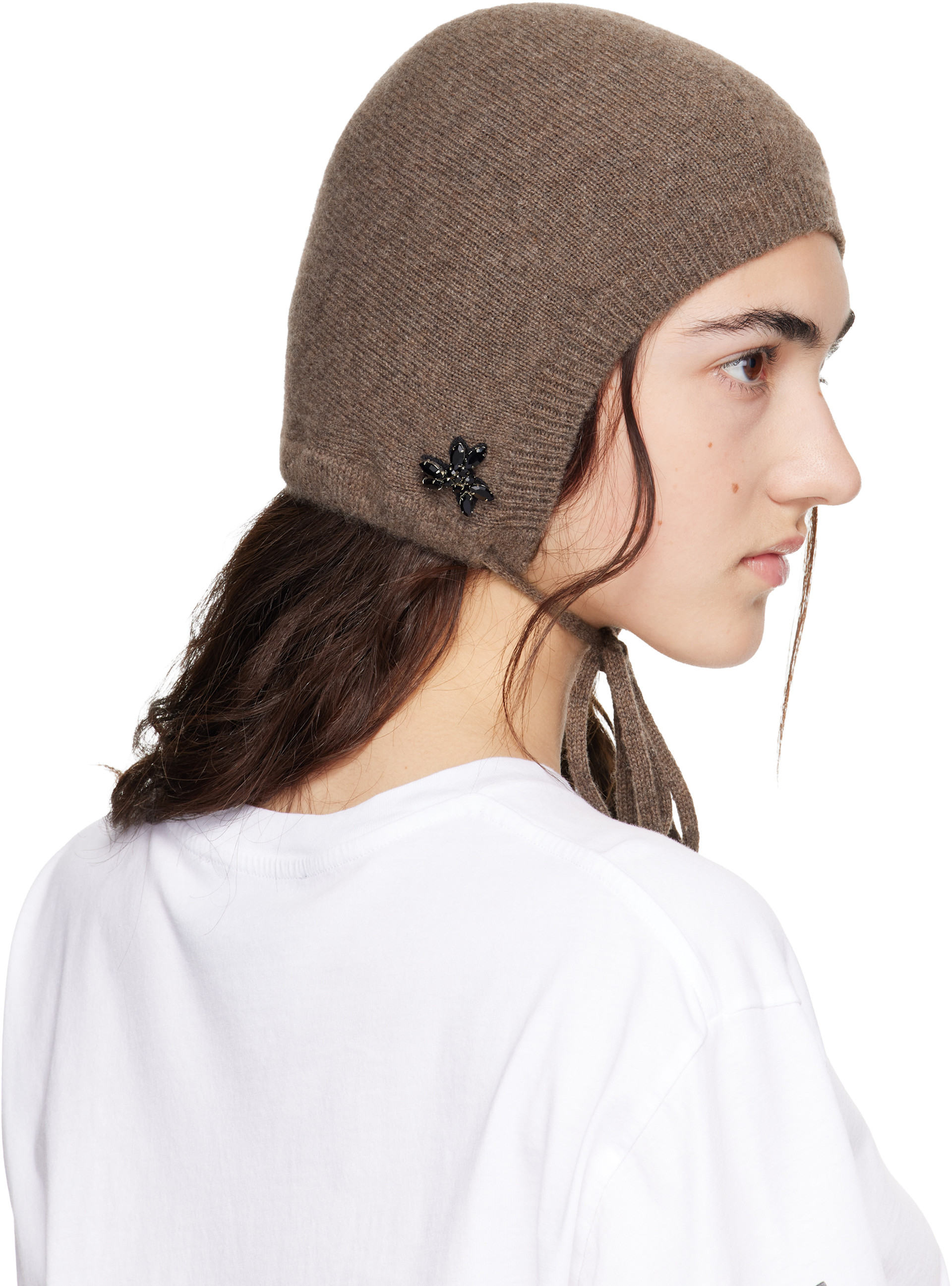 Simone Rocha - Bonnet taupe en cachemire