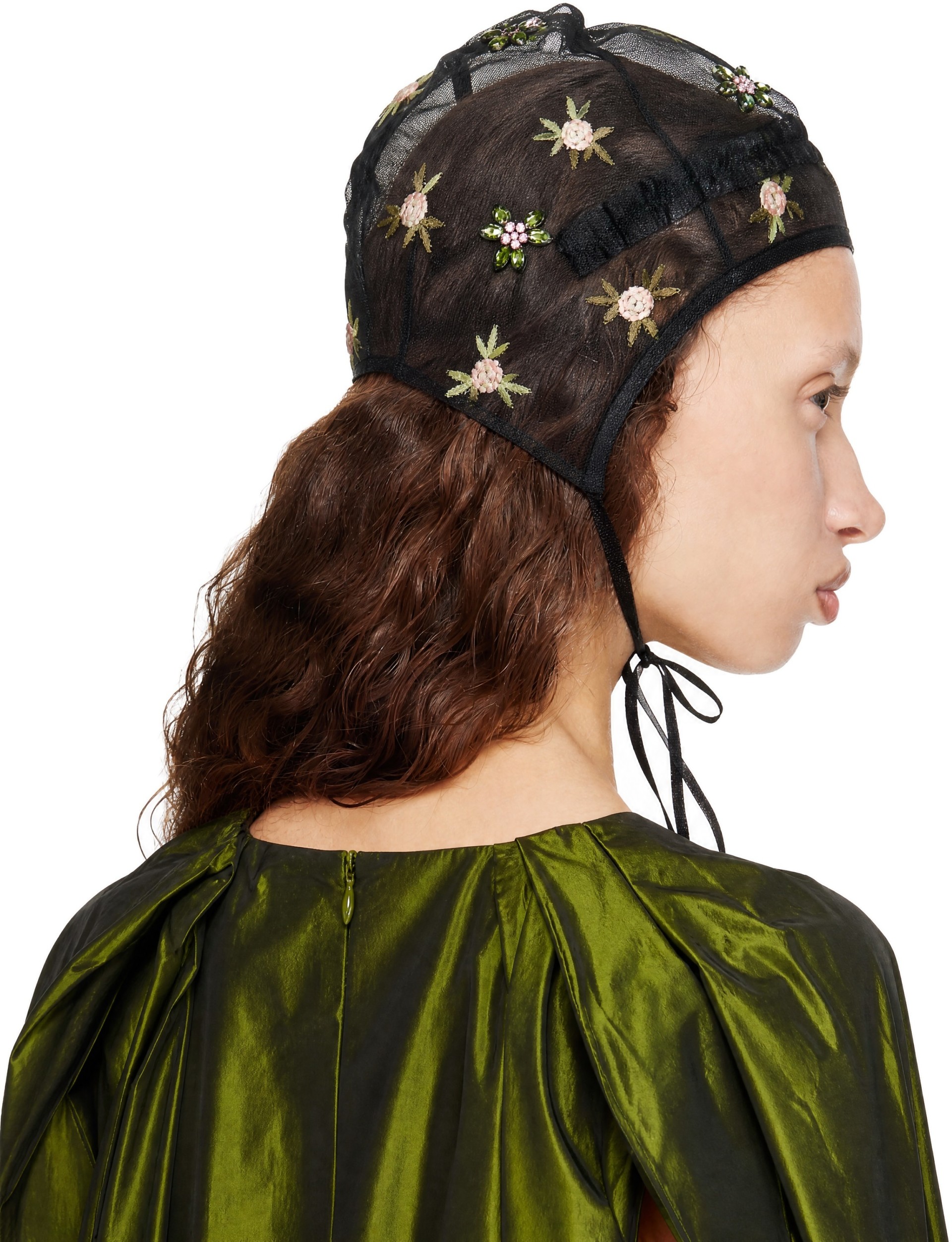 Simone Rocha - Bonnet noir à garnitures à volants