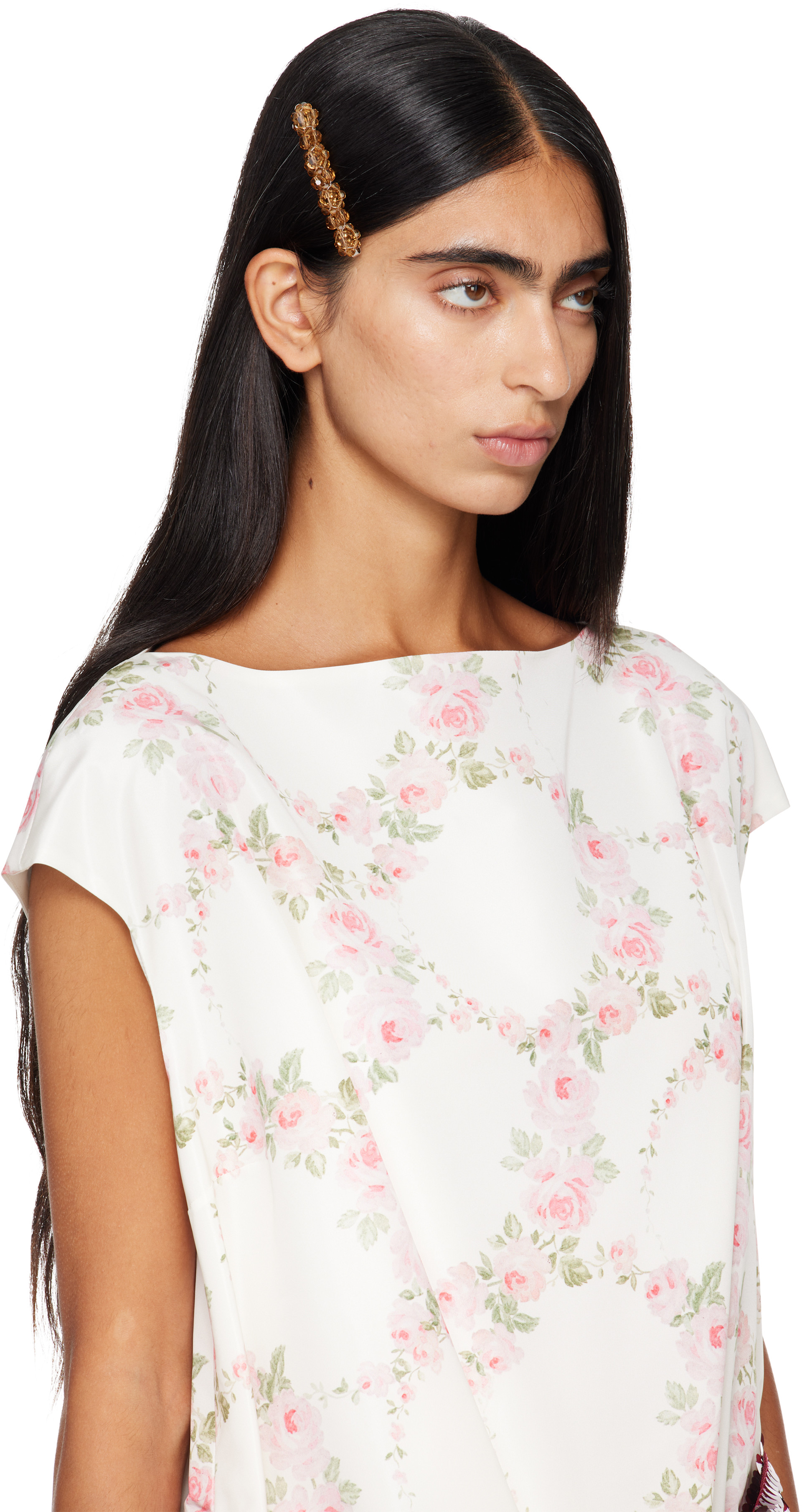 Simone Rocha - Barrette jaune à ornements floraux