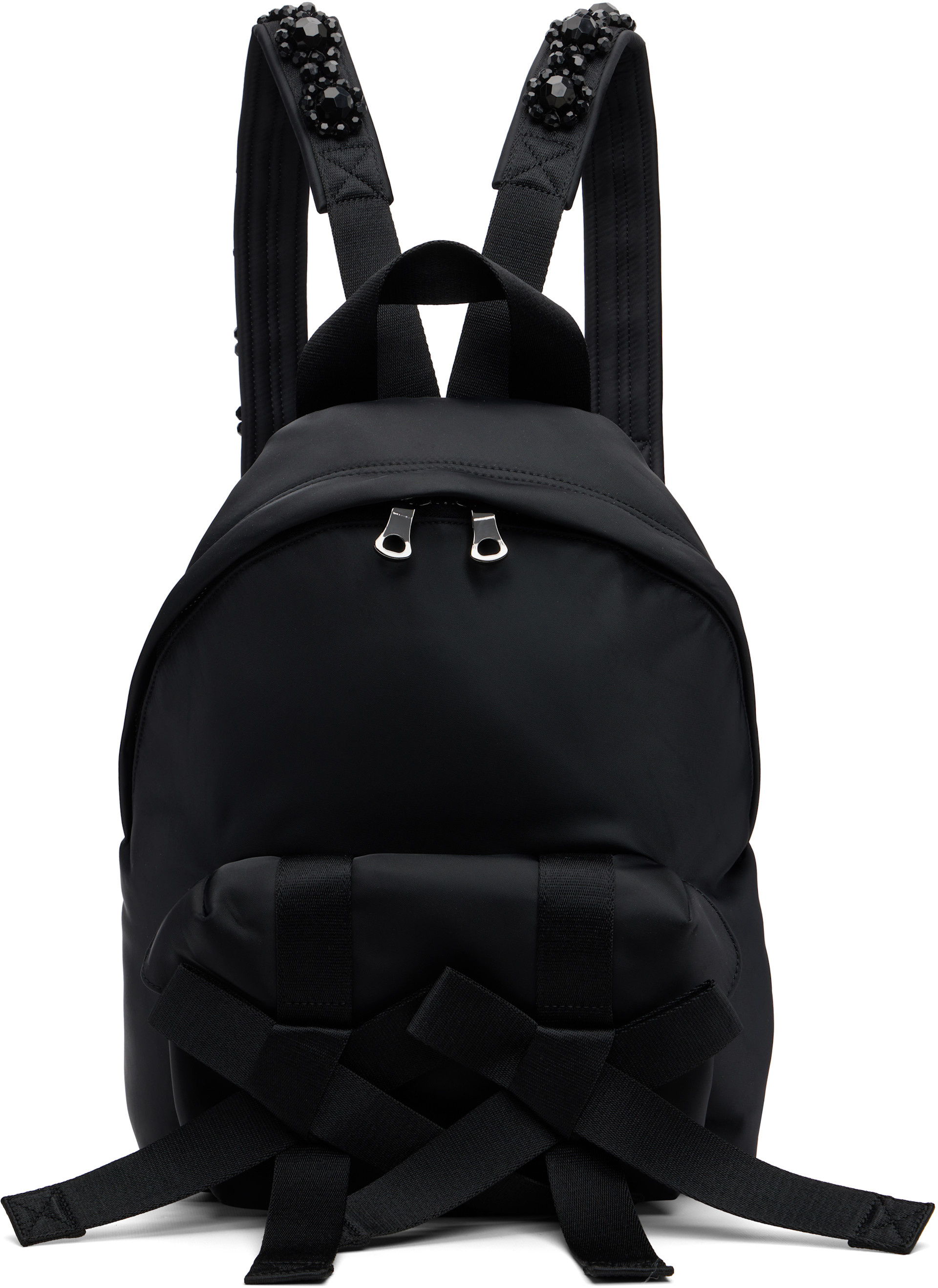 Simone Rocha - Black Beaded Utility Bow Backpack