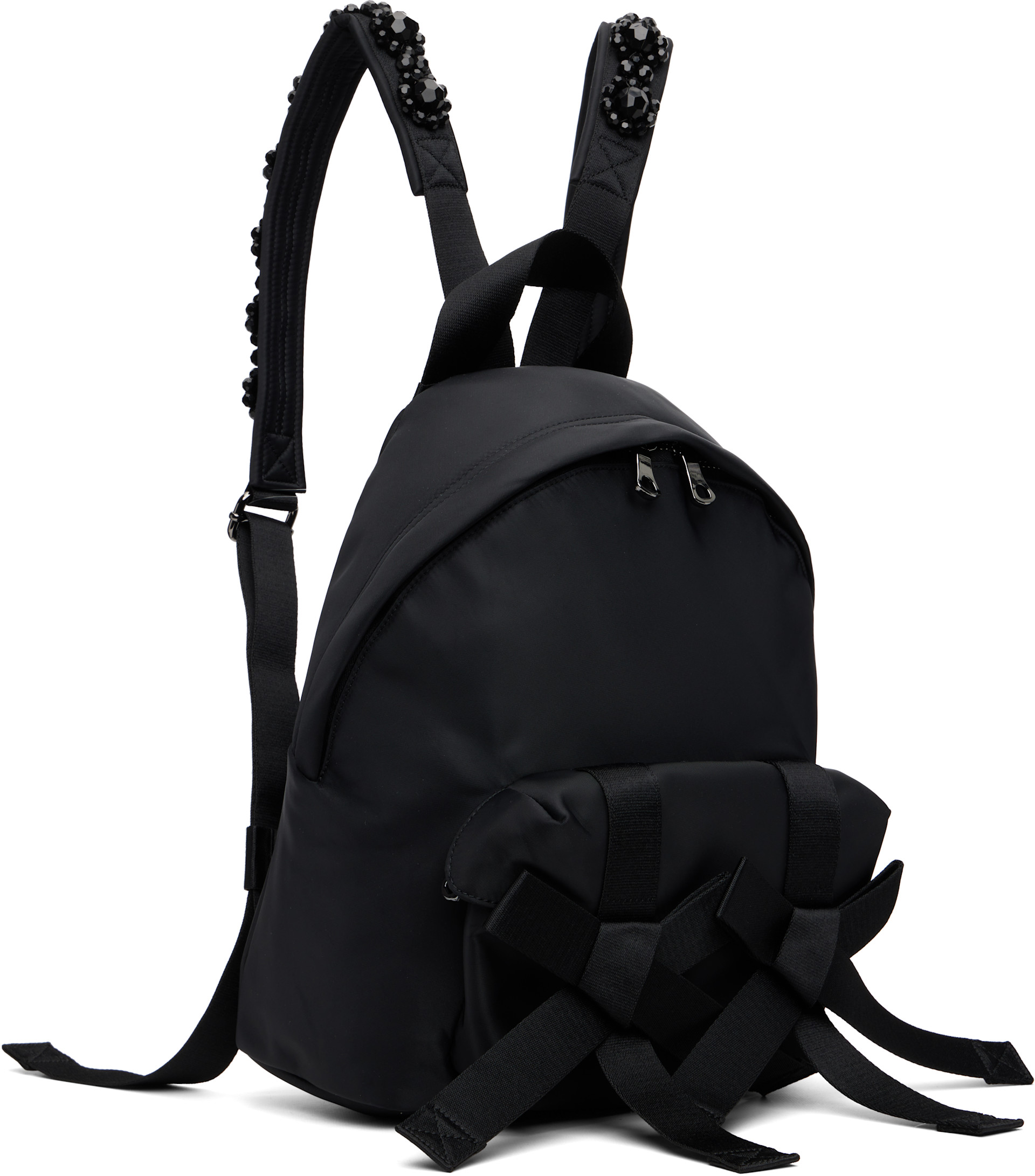 Simone Rocha - Black Beaded Utility Bow Backpack