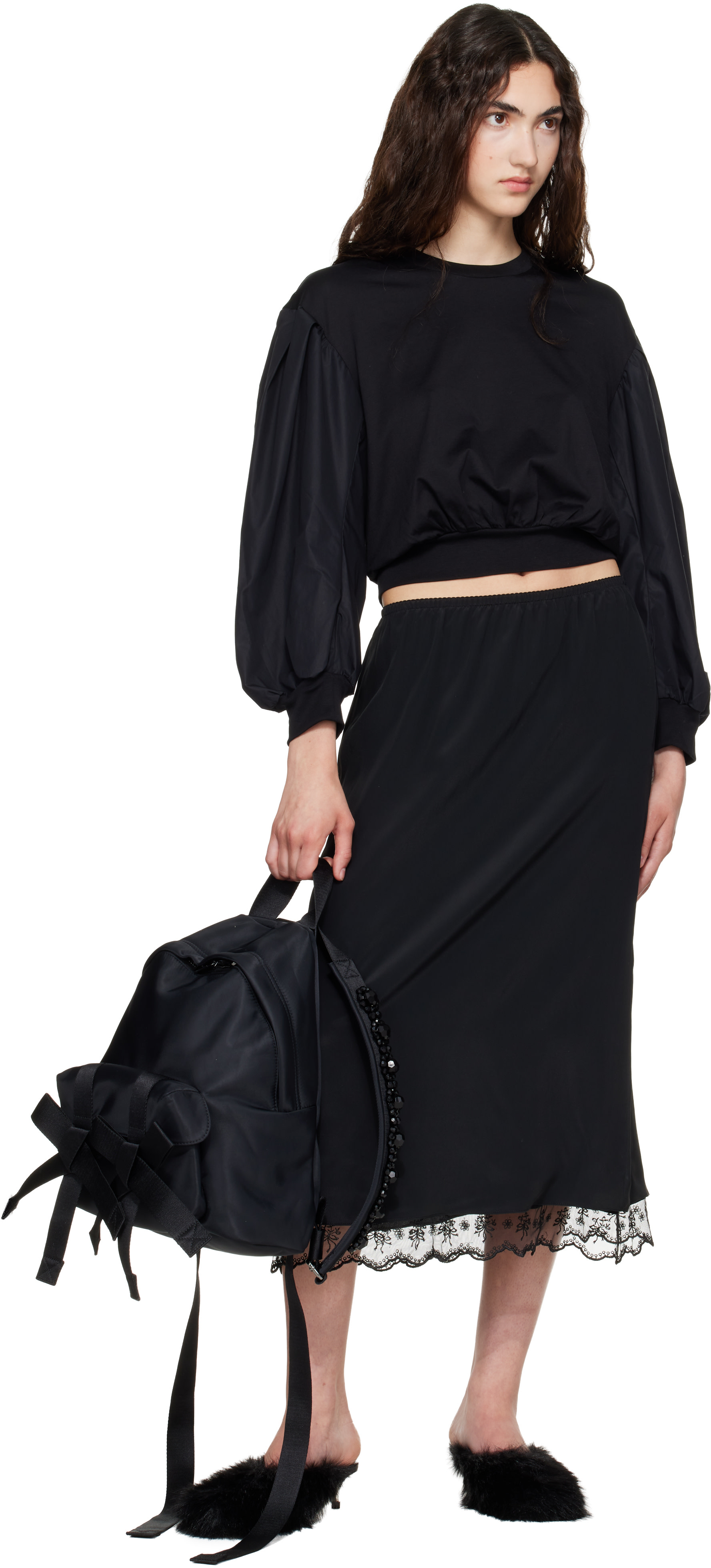Simone Rocha - Black Beaded Utility Bow Backpack