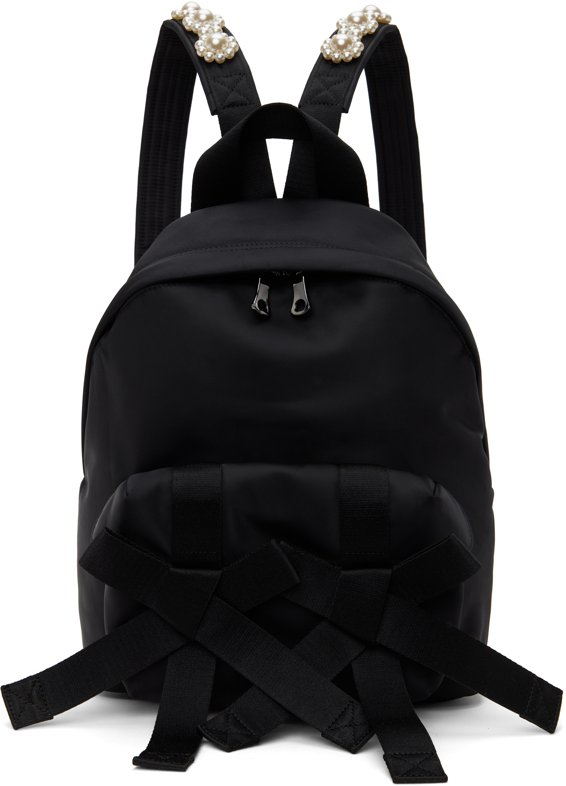 Simone Rocha - Black Beaded Utility Bow Backpack