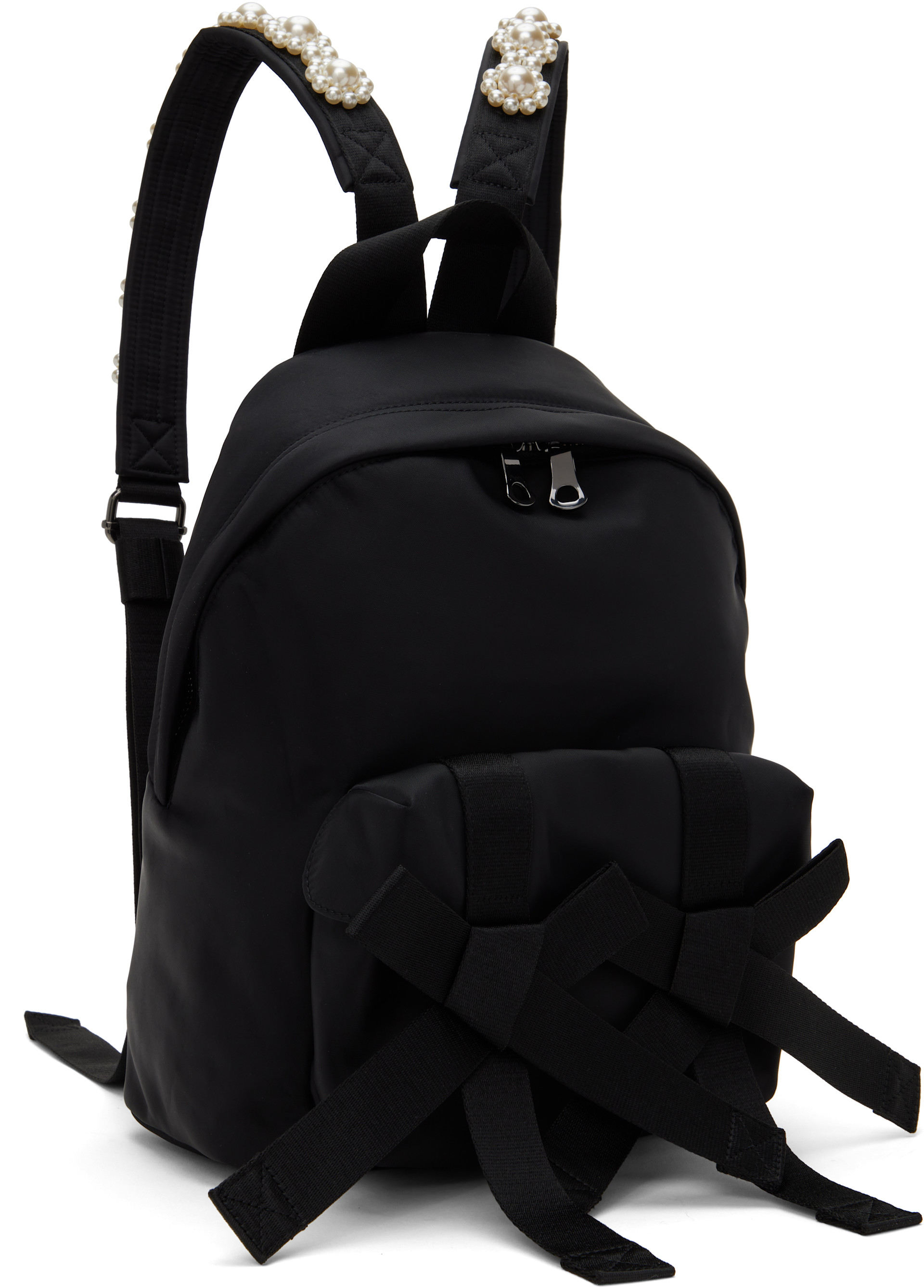 Simone Rocha - Black Beaded Utility Bow Backpack