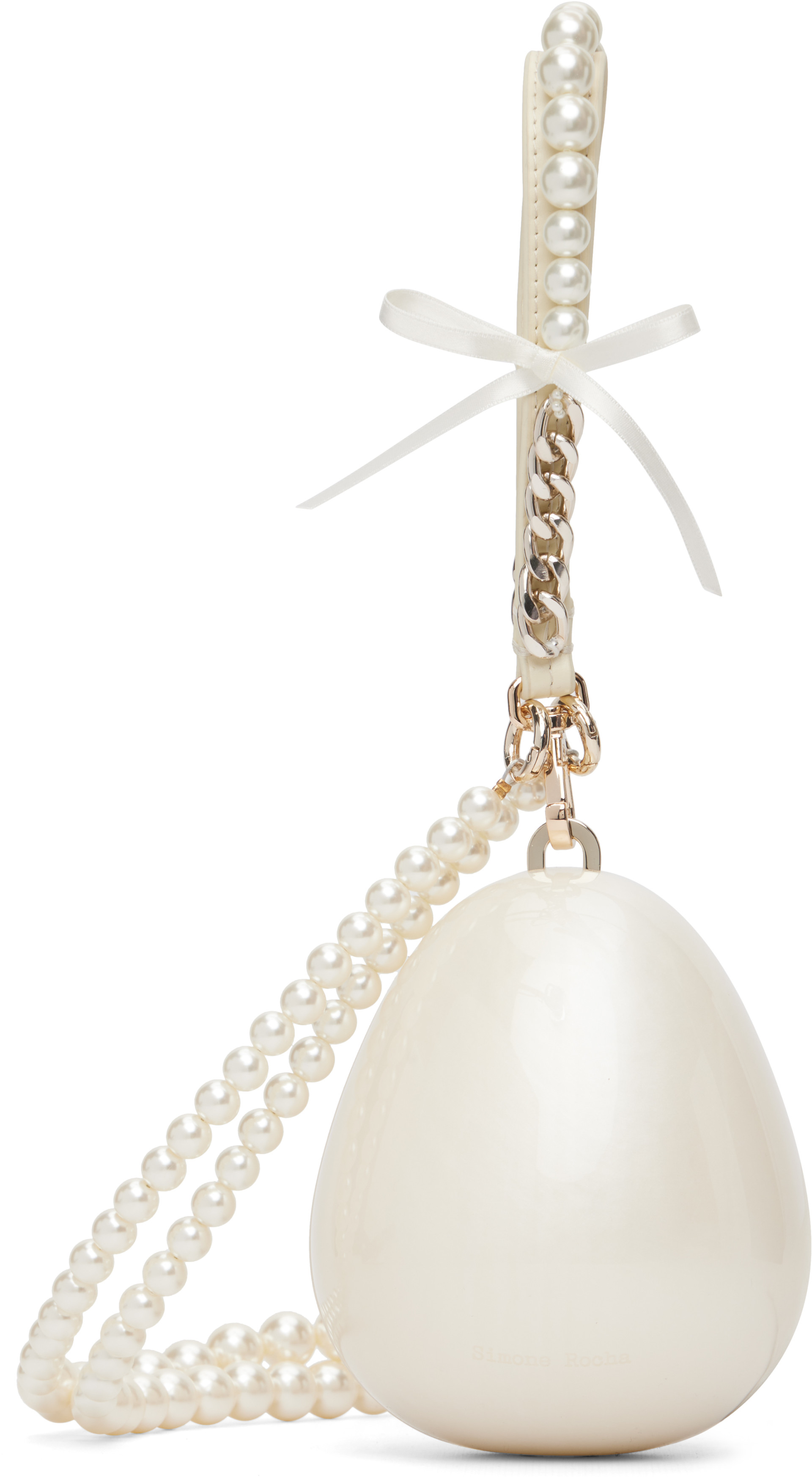 Simone Rocha - オフホワイト マイクロ Pearl Egg クロスボディバッグ