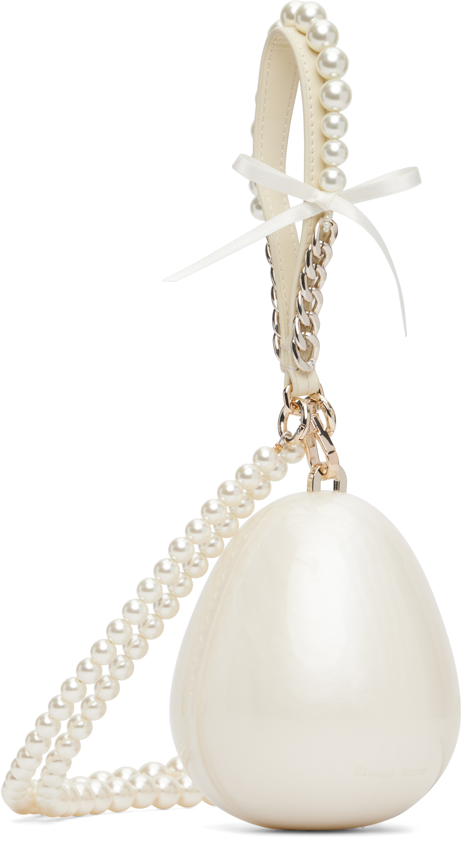 Simone Rocha - オフホワイト マイクロ Pearl Egg クロスボディバッグ
