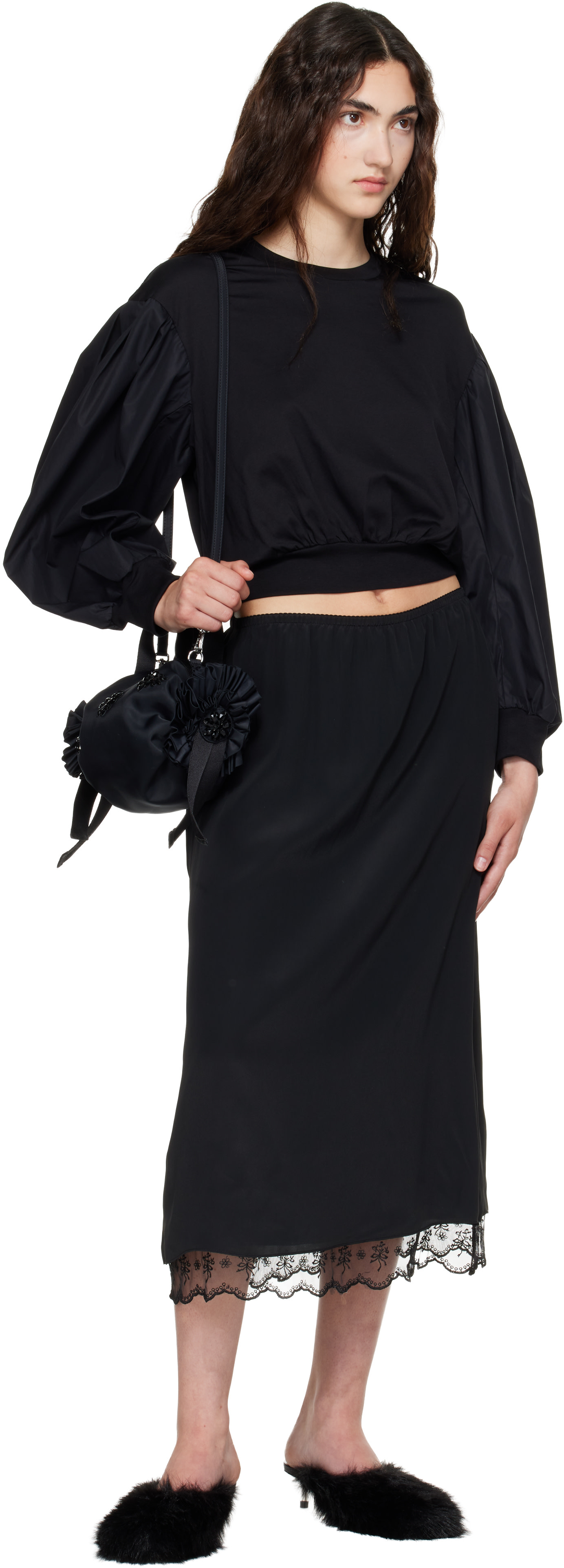 Simone Rocha - Mini sac à main noir à appliqués de rosette