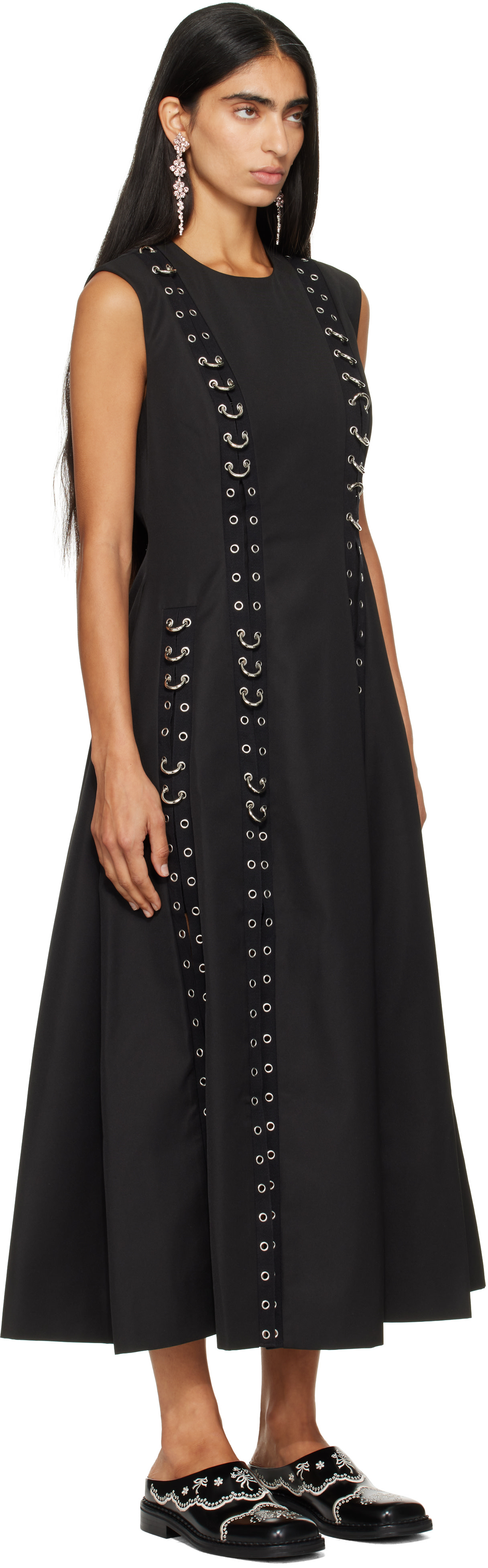 Simone Rocha - Robe longue noire à œillets