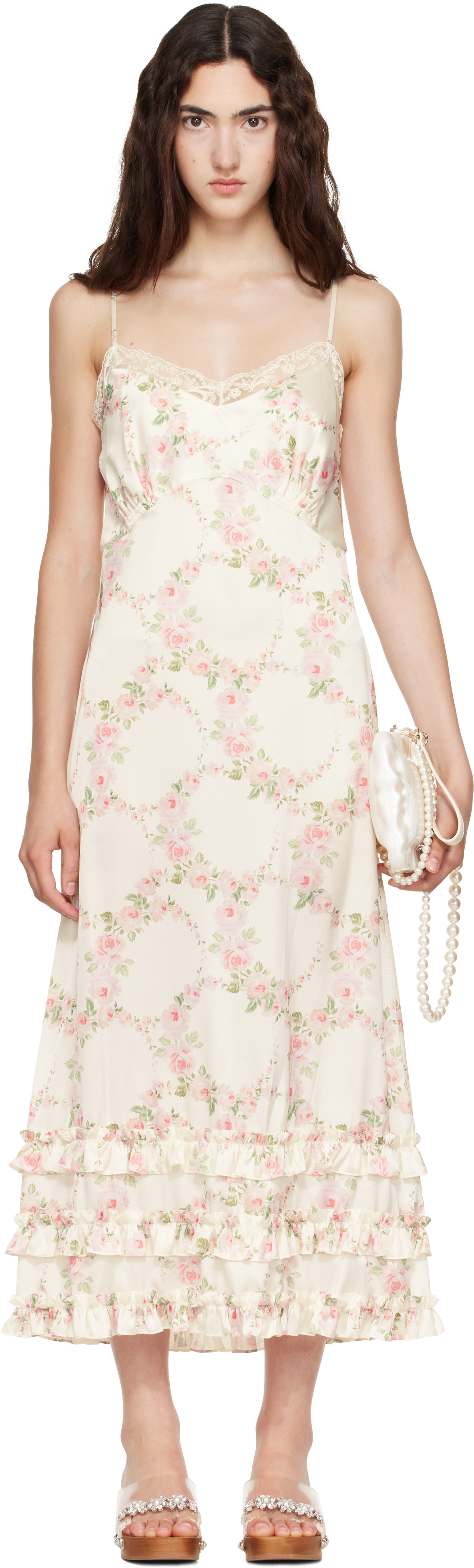 ruffle midi slip dress Ruffle Midi Slipdress (Women)
