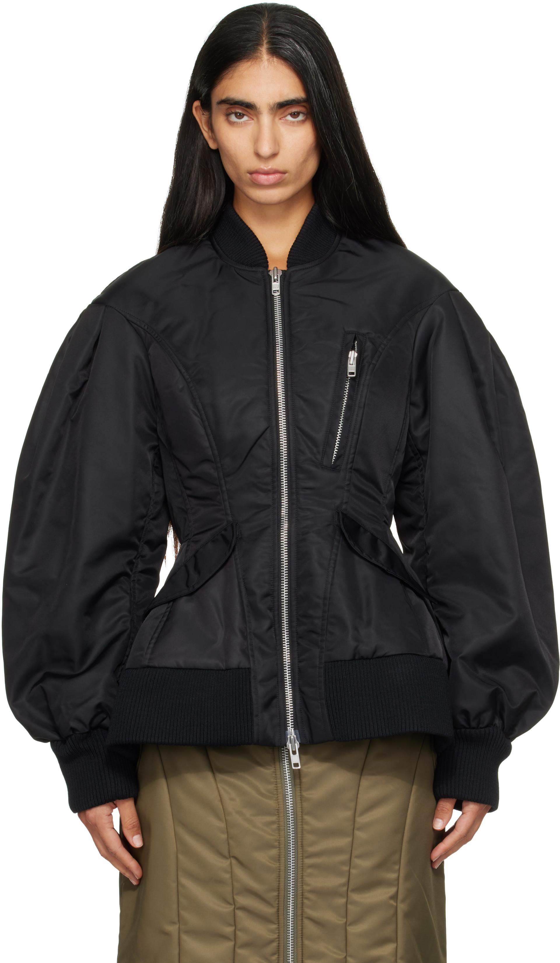 Simone Rocha - Blouson aviateur rembourré noir