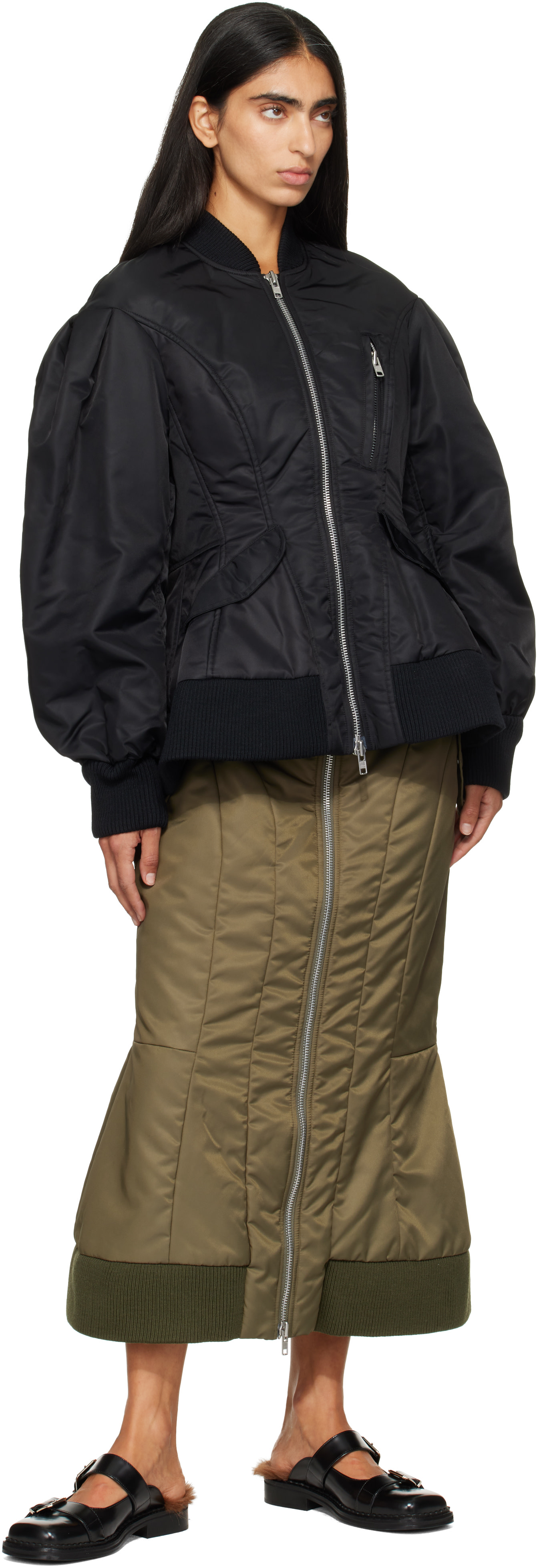 Simone Rocha - Black Padded Sculpted Bomber Jacket