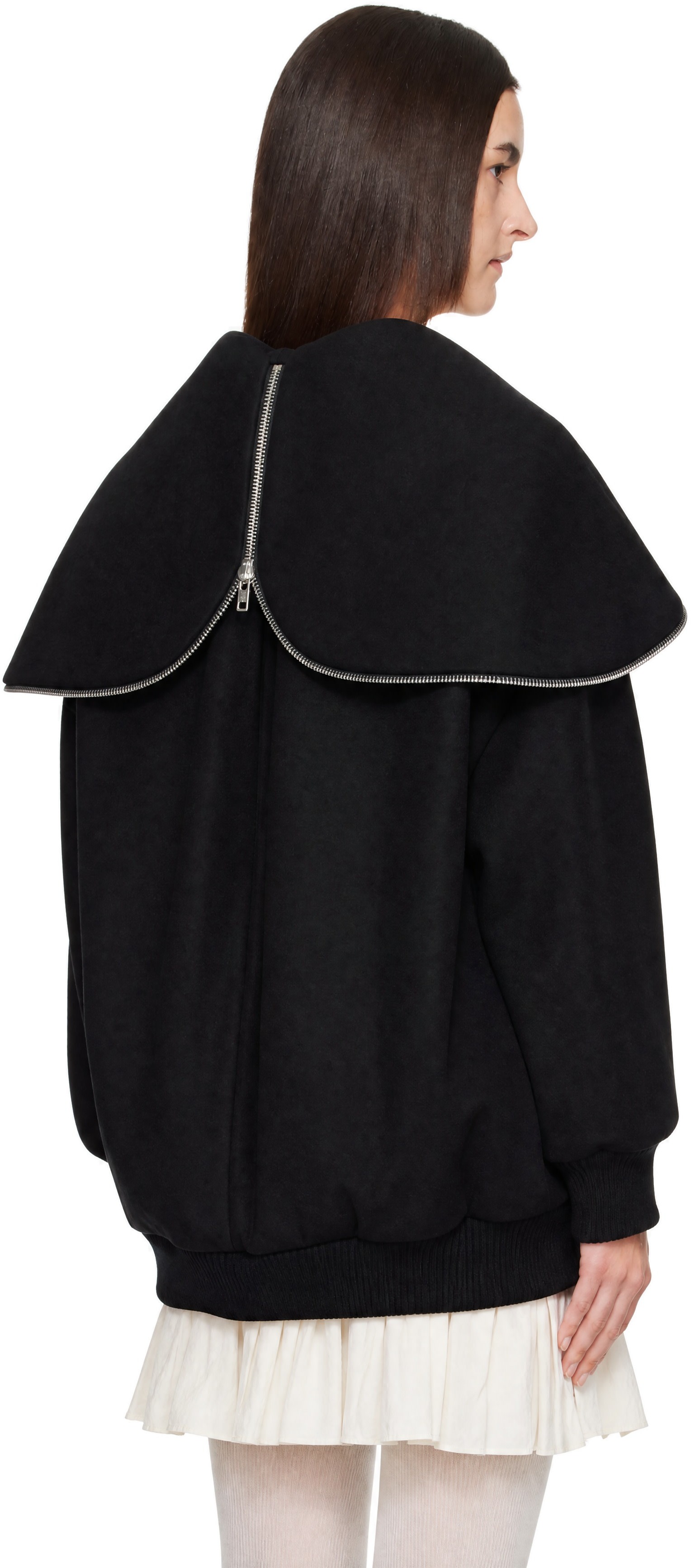 Simone Rocha - Black Embellished Oversized Split Hood Jacket