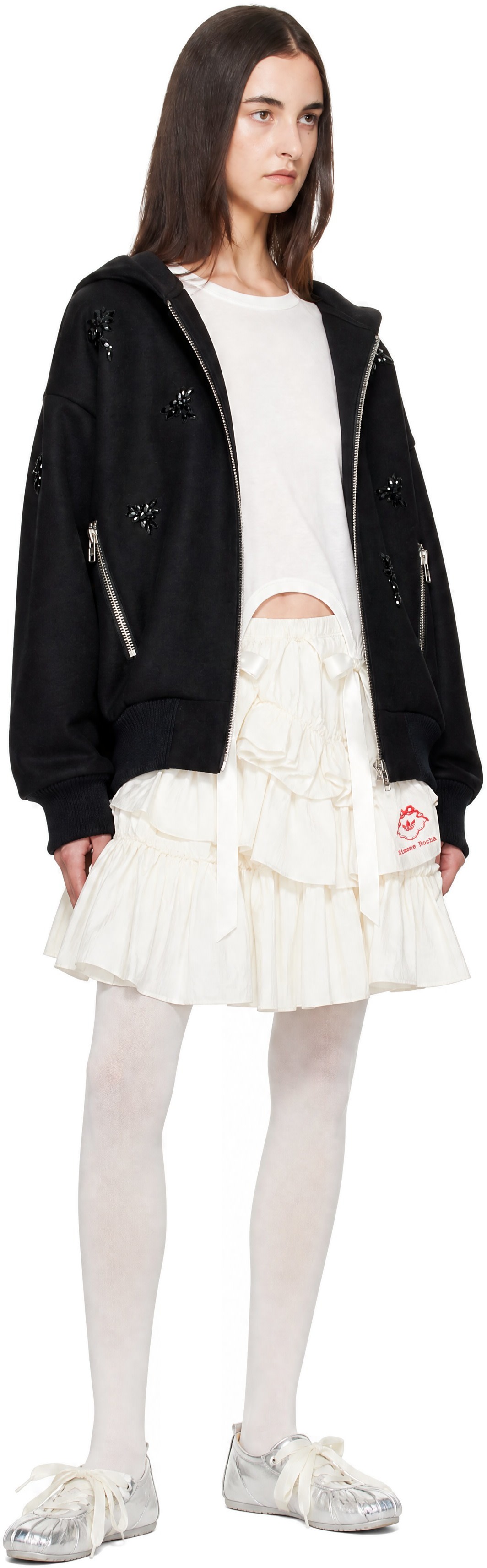 Simone Rocha - Black Embellished Oversized Split Hood Jacket