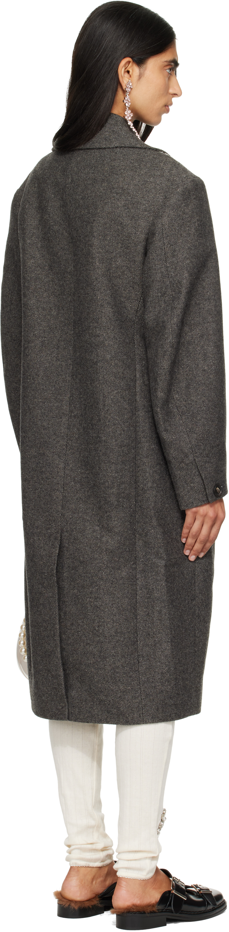 Simone Rocha - Gray Double Breasted Slash Coat