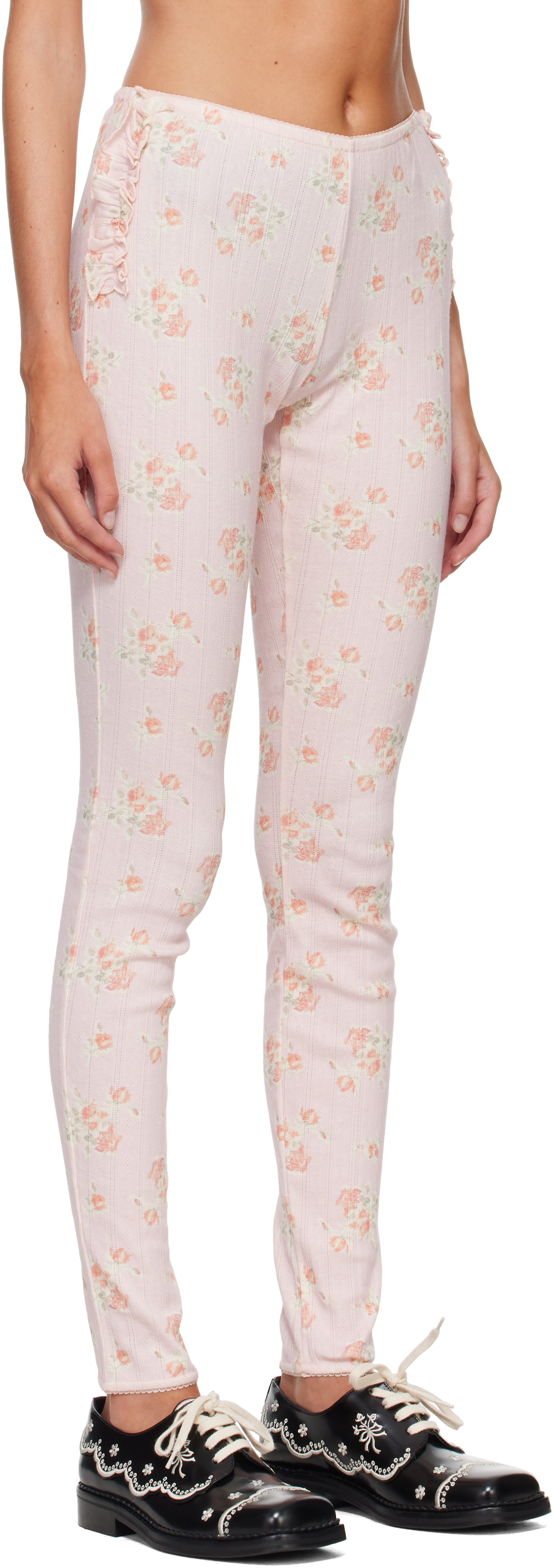 Simone Rocha - Legging rose en pointelle à volants