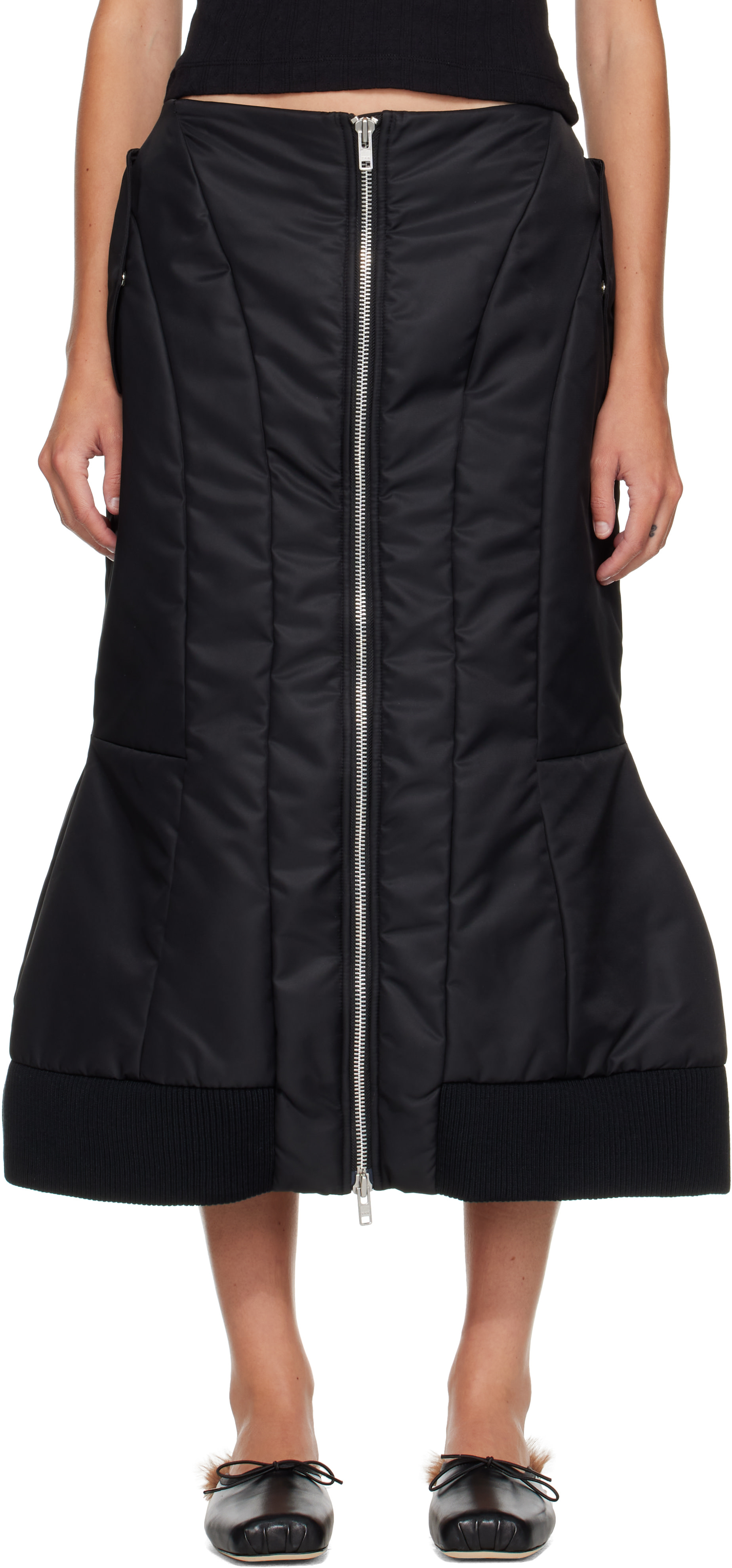 Simone Rocha - Jupe midi rembourrée noire