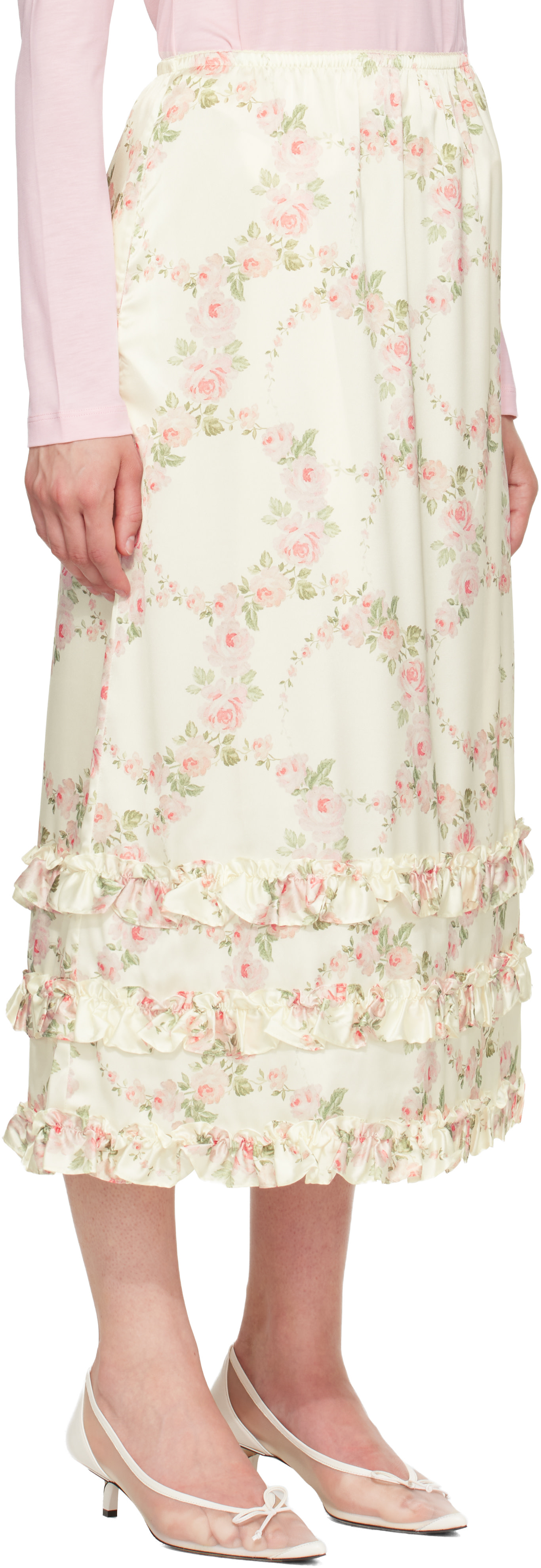 Simone Rocha - Jupe midi blanche à volants