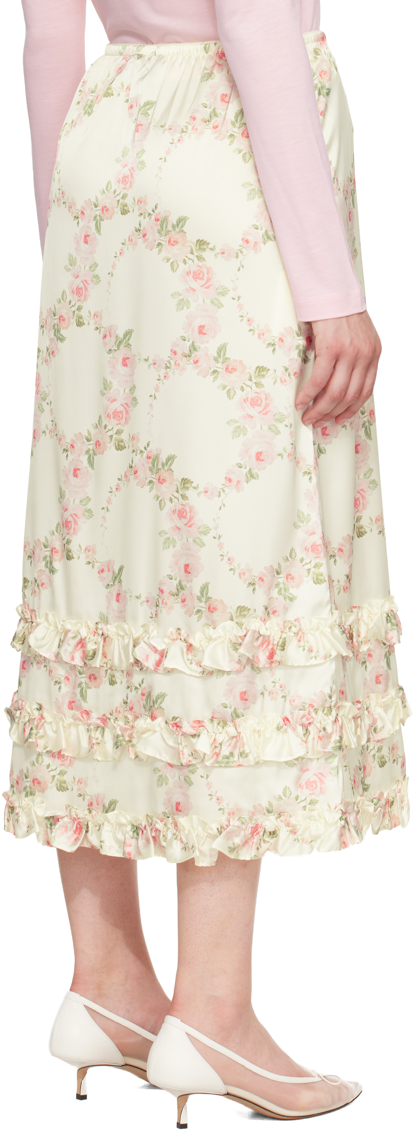 Simone Rocha - Jupe midi blanche à volants