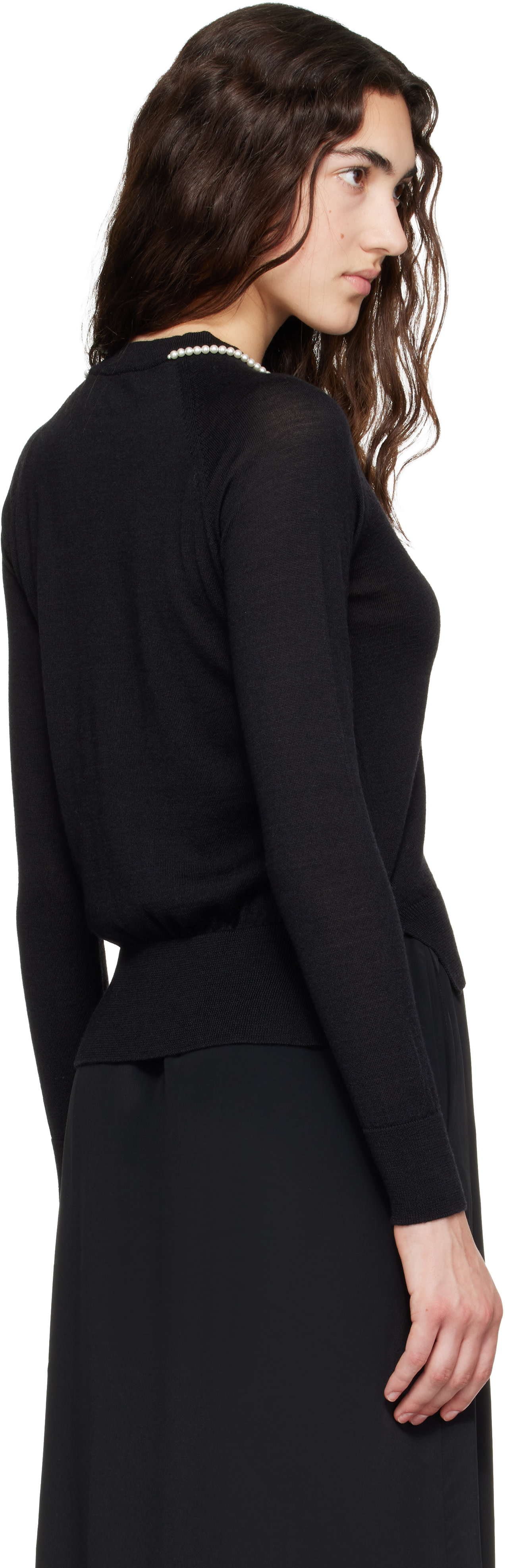 Simone Rocha: Black Classic Merino Silk Cardigan | SSENSE