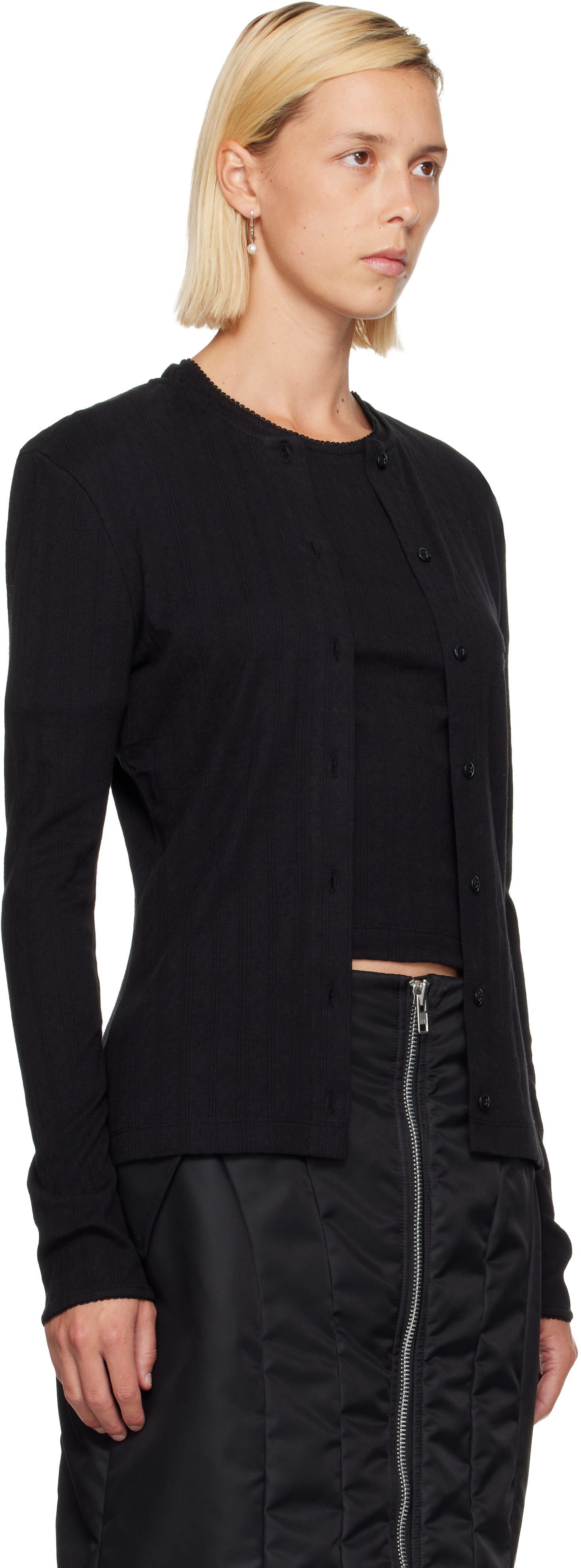 Simone Rocha - Cardigan noir en pointelle