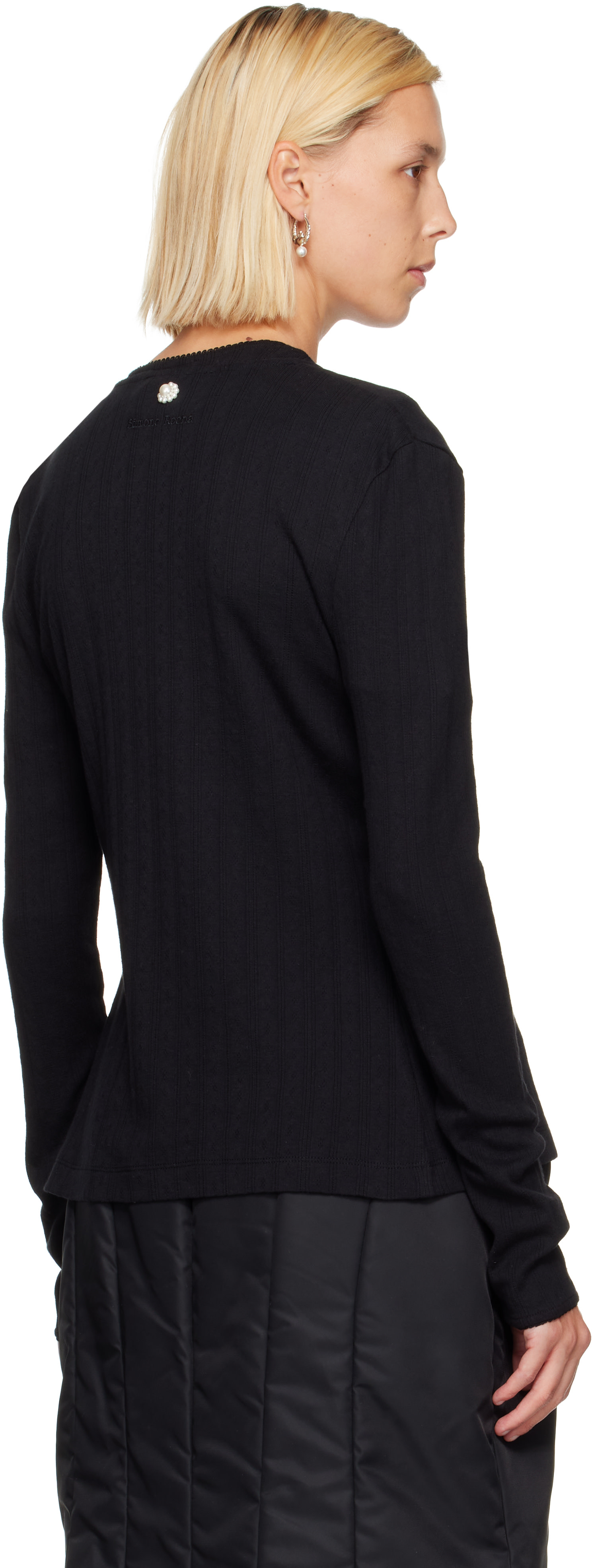 Simone Rocha - Cardigan noir en pointelle