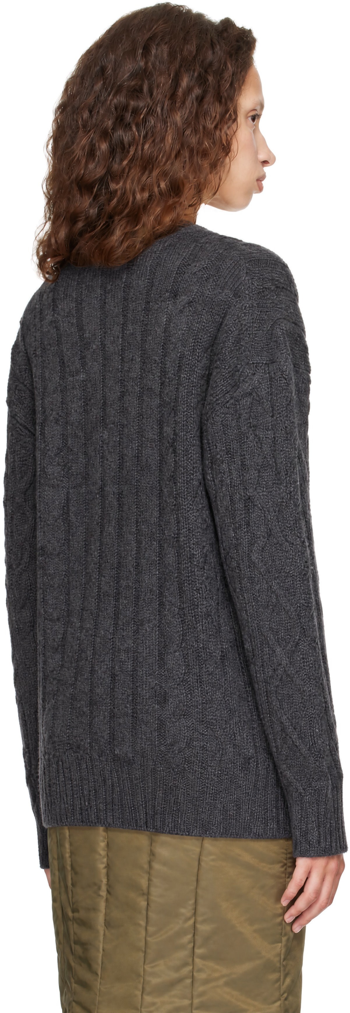 Simone Rocha - グレー Cable Knit Slash セーター