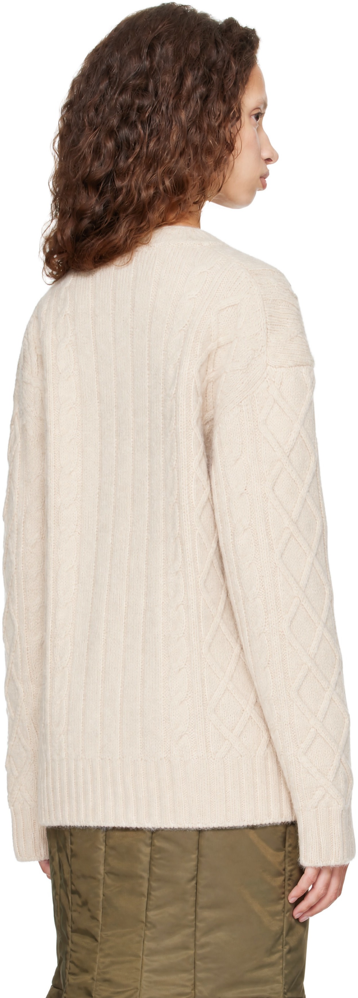 Simone Rocha - Beige Cable Knit Slash Sweater