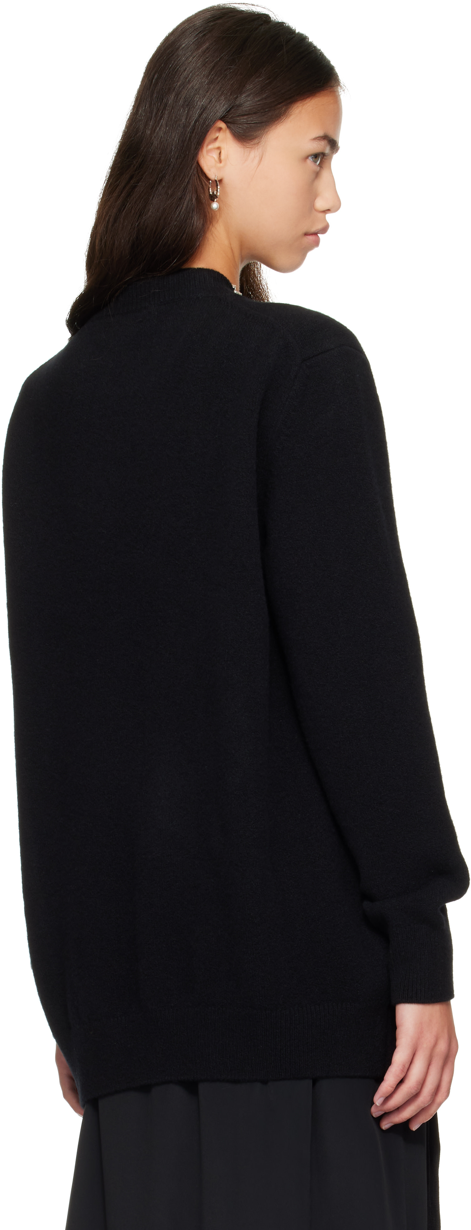Simone Rocha - Pull noir en laine mérinos à laçages