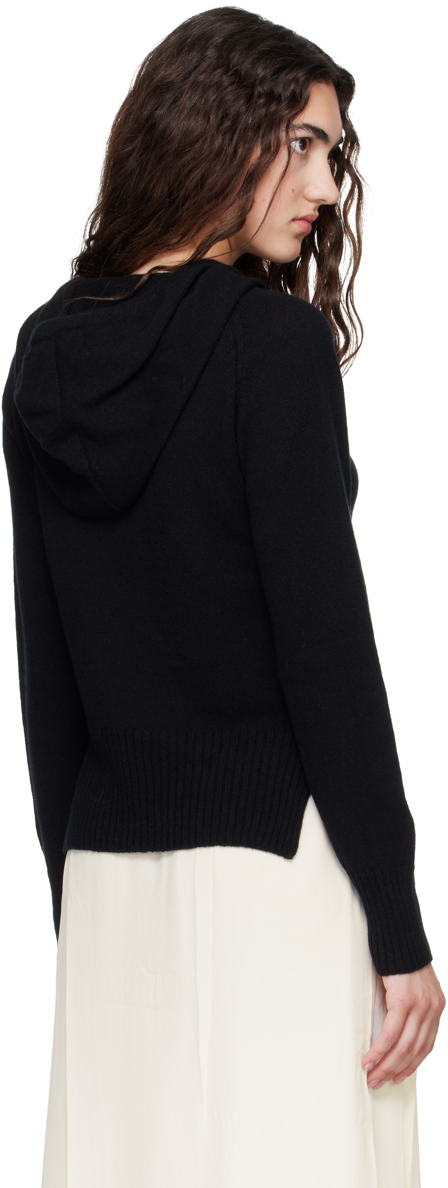 Simone Rocha - Pull à capuche décontracté noir en cachemire à appliqué facetté