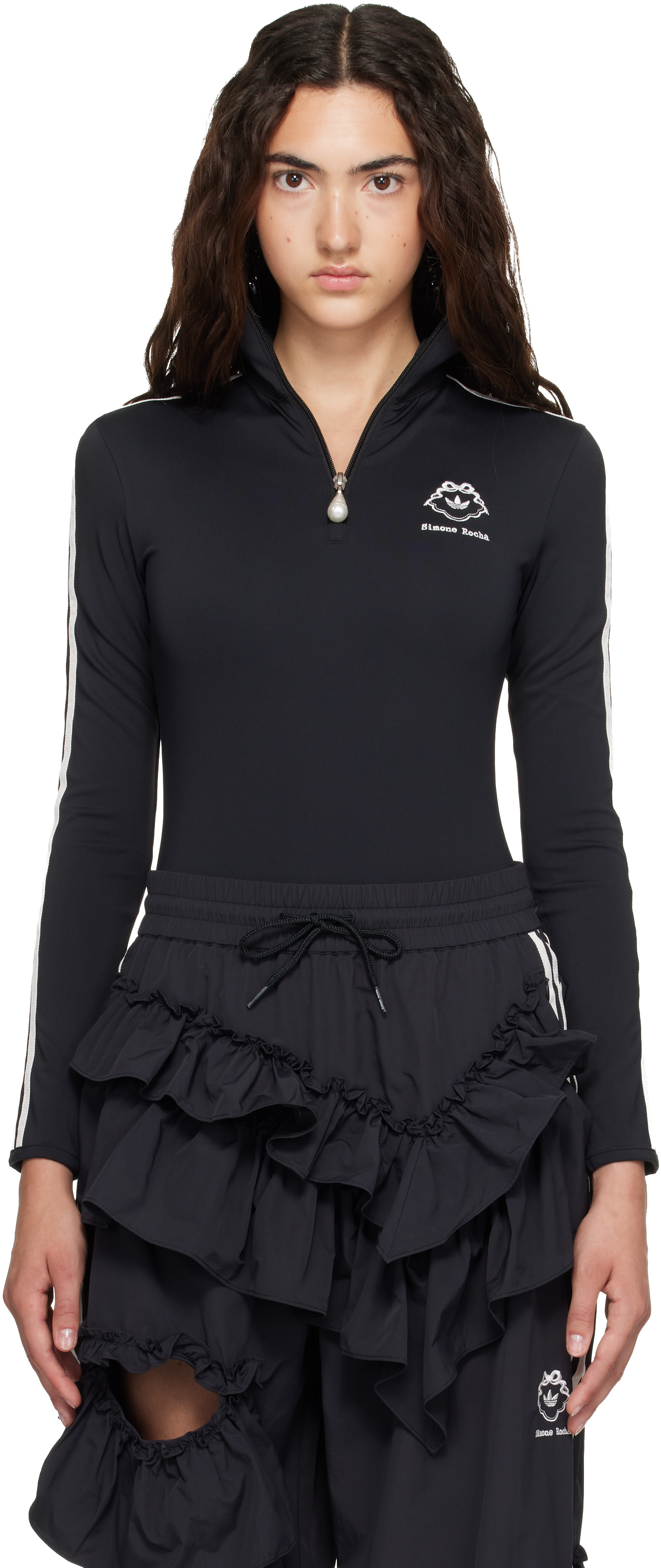 Asimmetrico ボディスーツ ブラック Simone Rocha: ブラック adidas Originalsエディション ボディスーツ