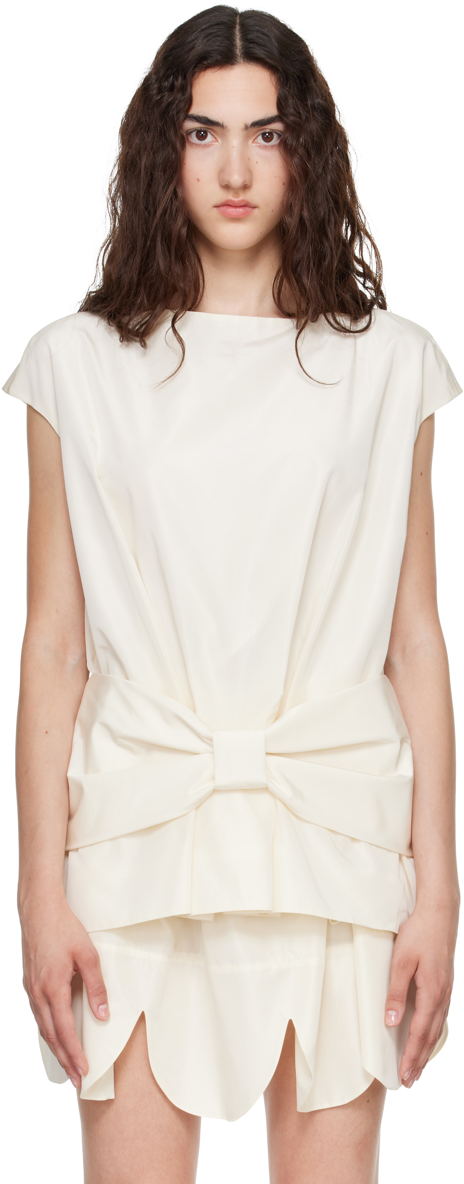 Simone Rocha - Chemisier droit blanc cassé à boucles